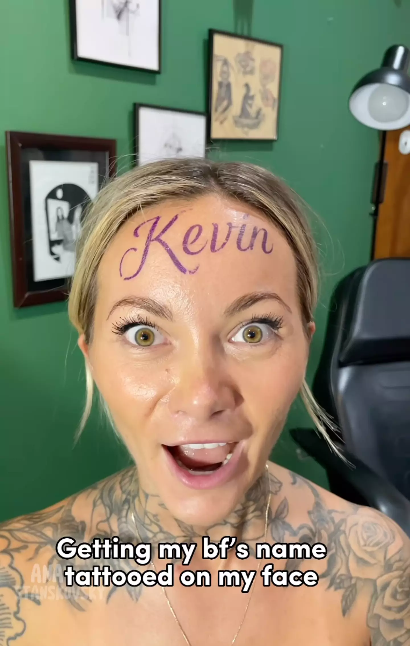Ana Stanskovsky claims to have got 'KEVIN' tattooed on her head.