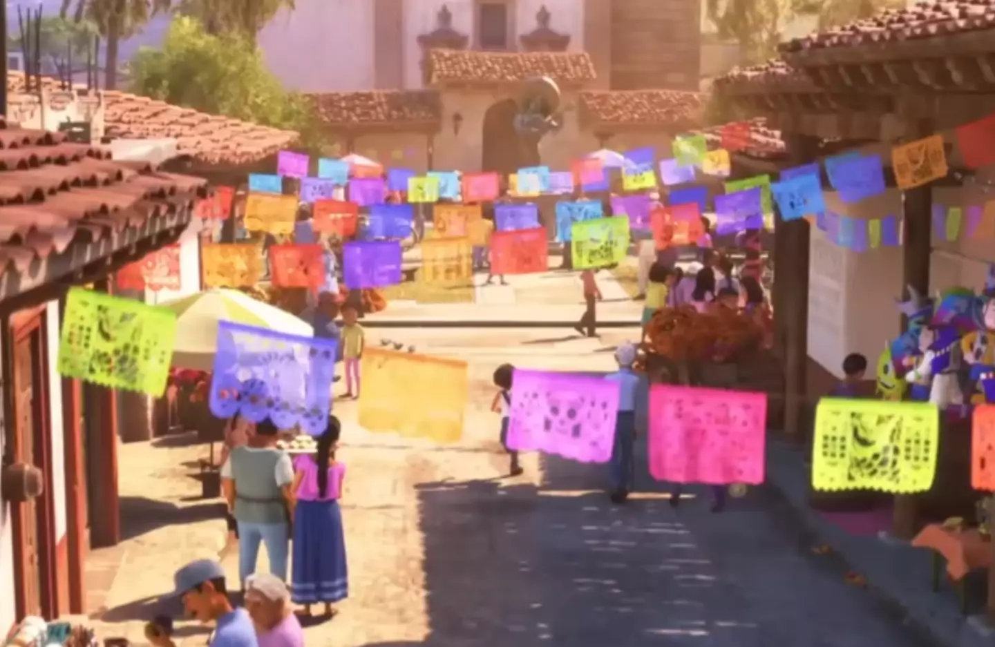 Some of your favourite Pixar characters as piñatas in Coco.