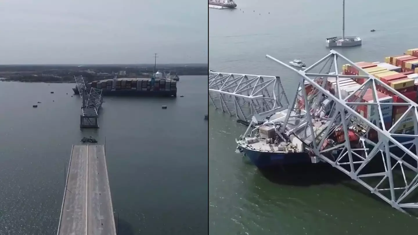 Sobering footage shows devastating wreckage of Baltimore bridge as workers presumed dead