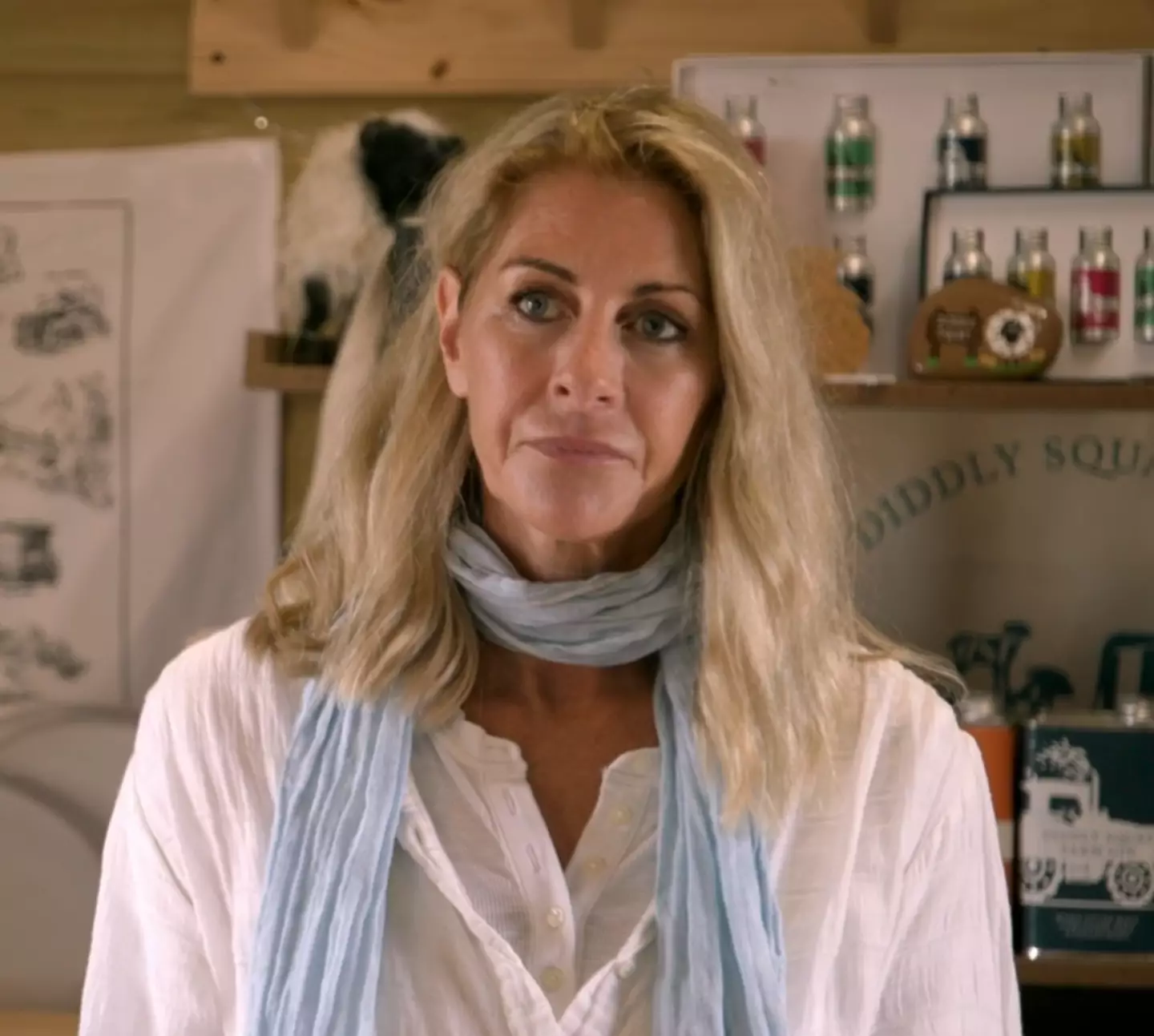 Lisa Hogan is confronted by Charlie in the farm shop. (Prime Video)
