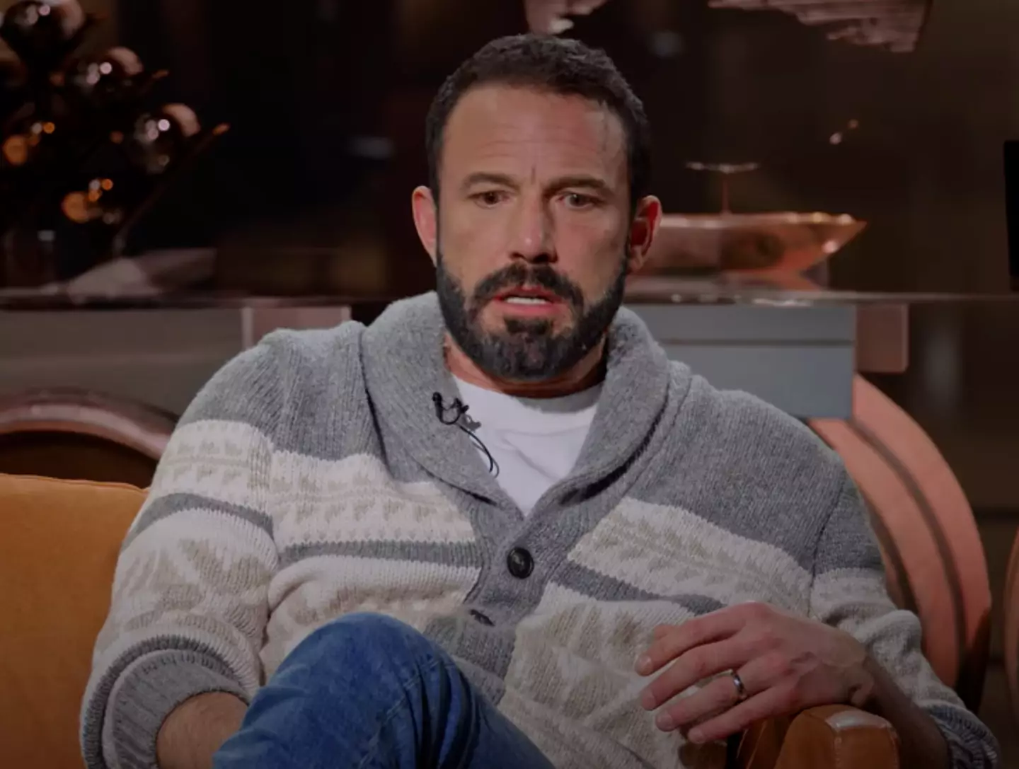 Ben Affleck tends to give off an angry look in photos. (Peacock)
