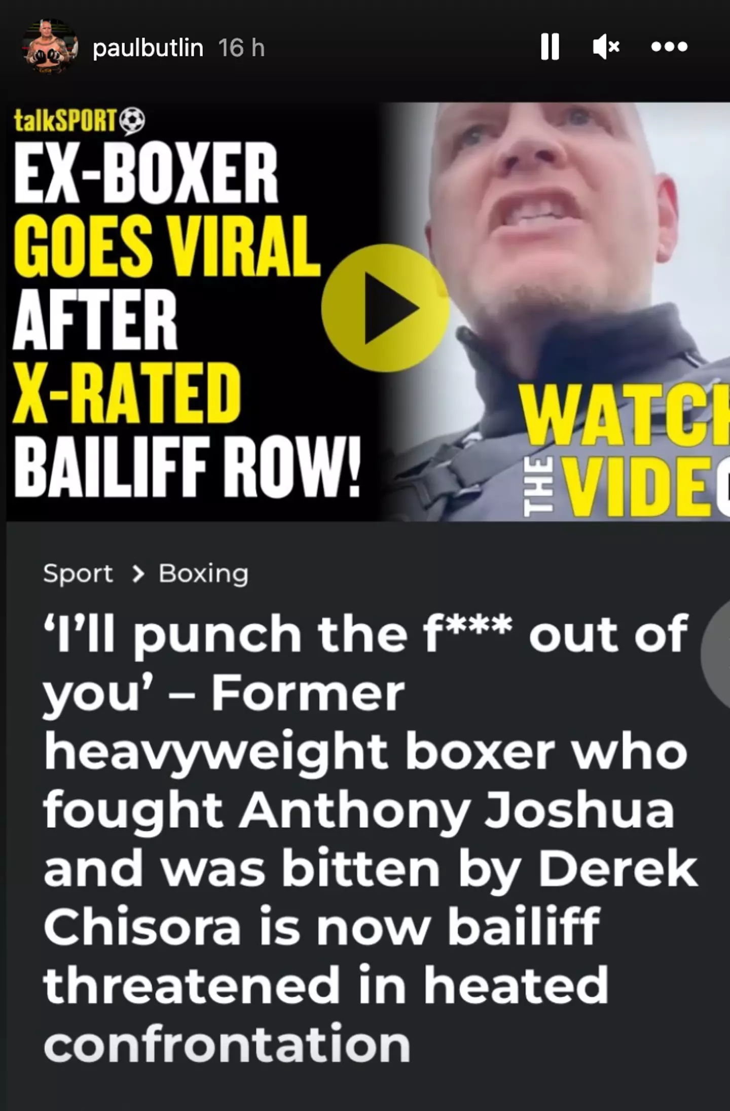 The ex-boxer reacted to the viral clip on Instagram.