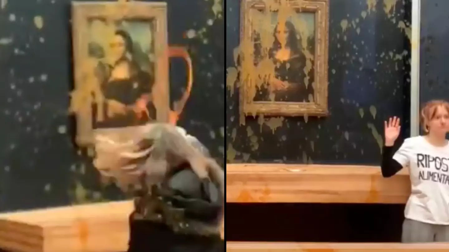 Protesters throw soup all over Mona Lisa painting in Paris