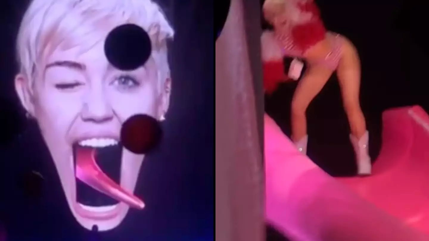People baffled by bizarre footage of Miley Cyrus 'sliding down her own tongue'