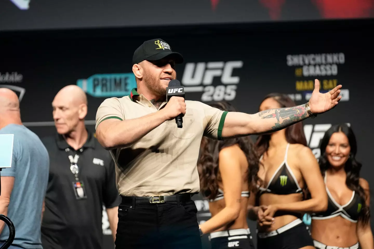 McGregor gatecrashed the weigh-in with some very exciting news.