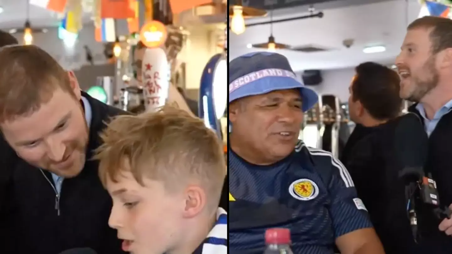 Young kid shocks TV reporter with x-rated comment on live TV before Scotland Euros game