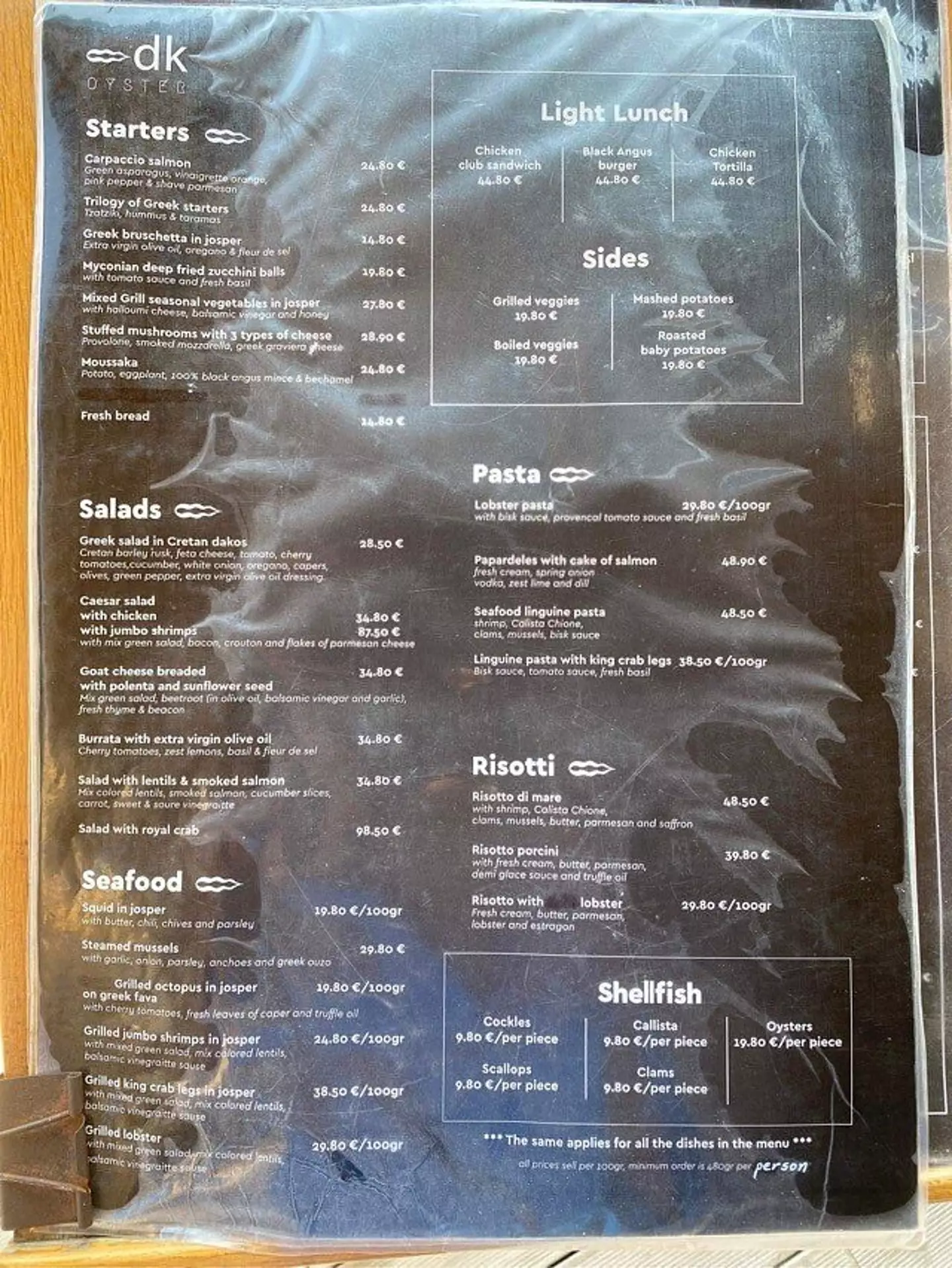 The restaurant shared some images of the menu (TripAdvisor)