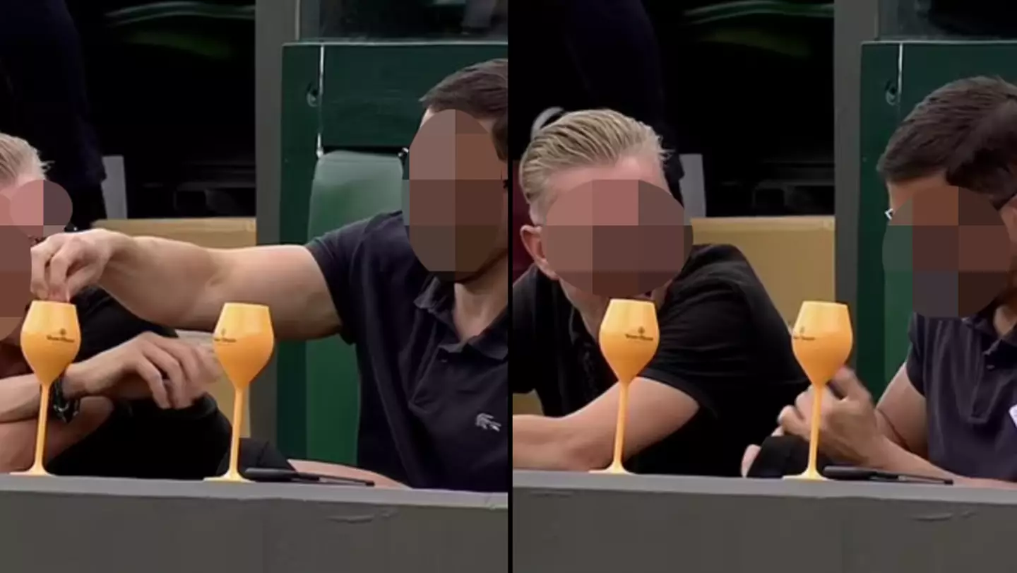 Fan Spotted Putting Something Into Other Man's Drink On Live TV At Wimbledon