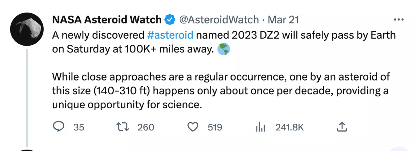 Astronomers are using 2023 DZ2 to learn more about asteroids.