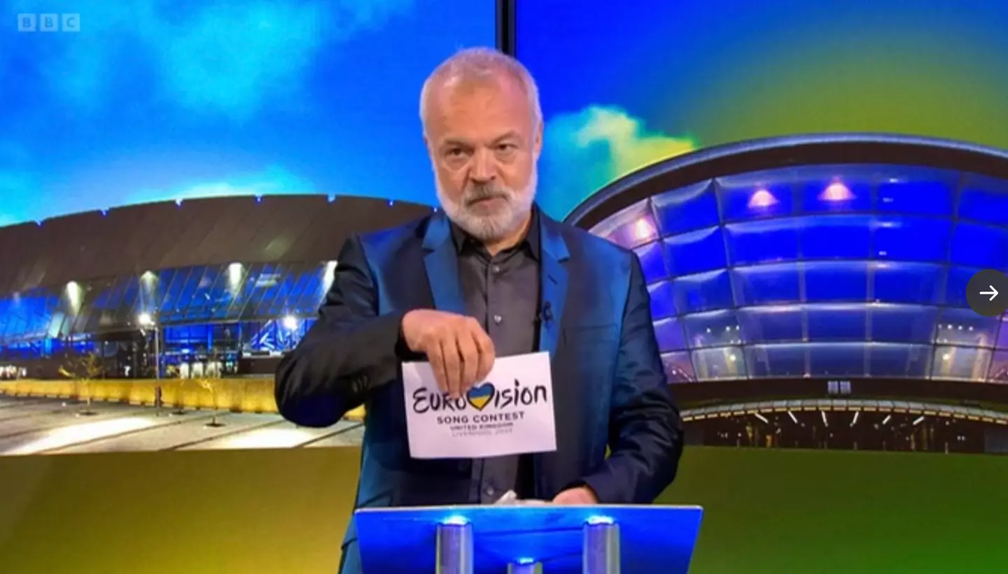 Eagle-eyed viewers could spot the word 'Liverpool' on Graham Norton's card.