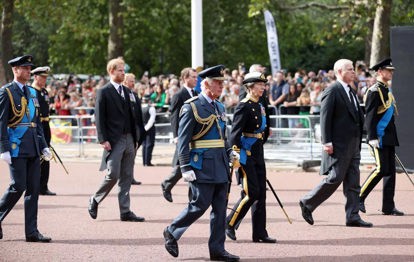 Prince Harry and Prince Andrew wore suits during the procession earlier this week.