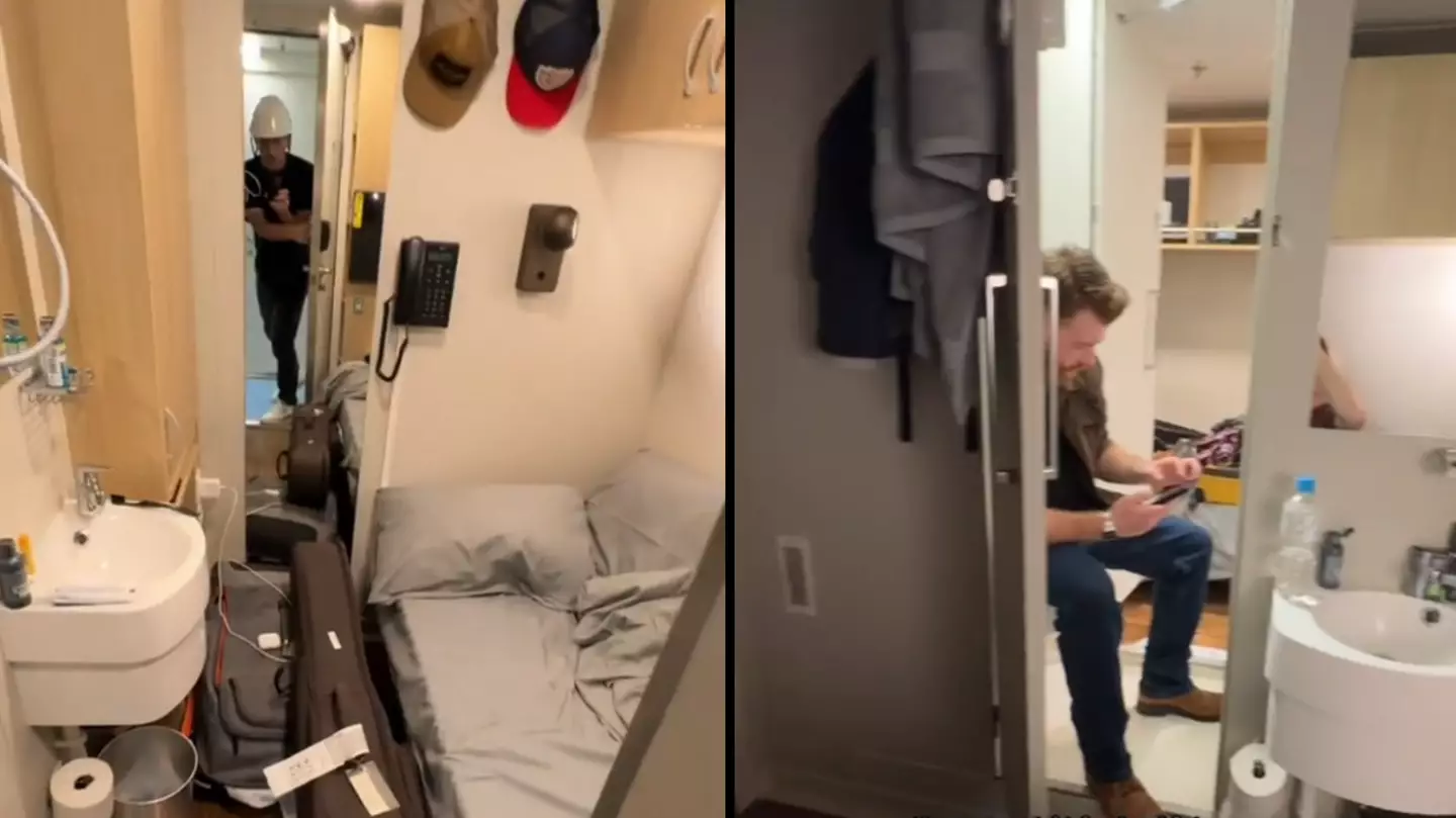 Cruise ship worker shocks as he shows off 'hilarious' size of his room on brand new boat