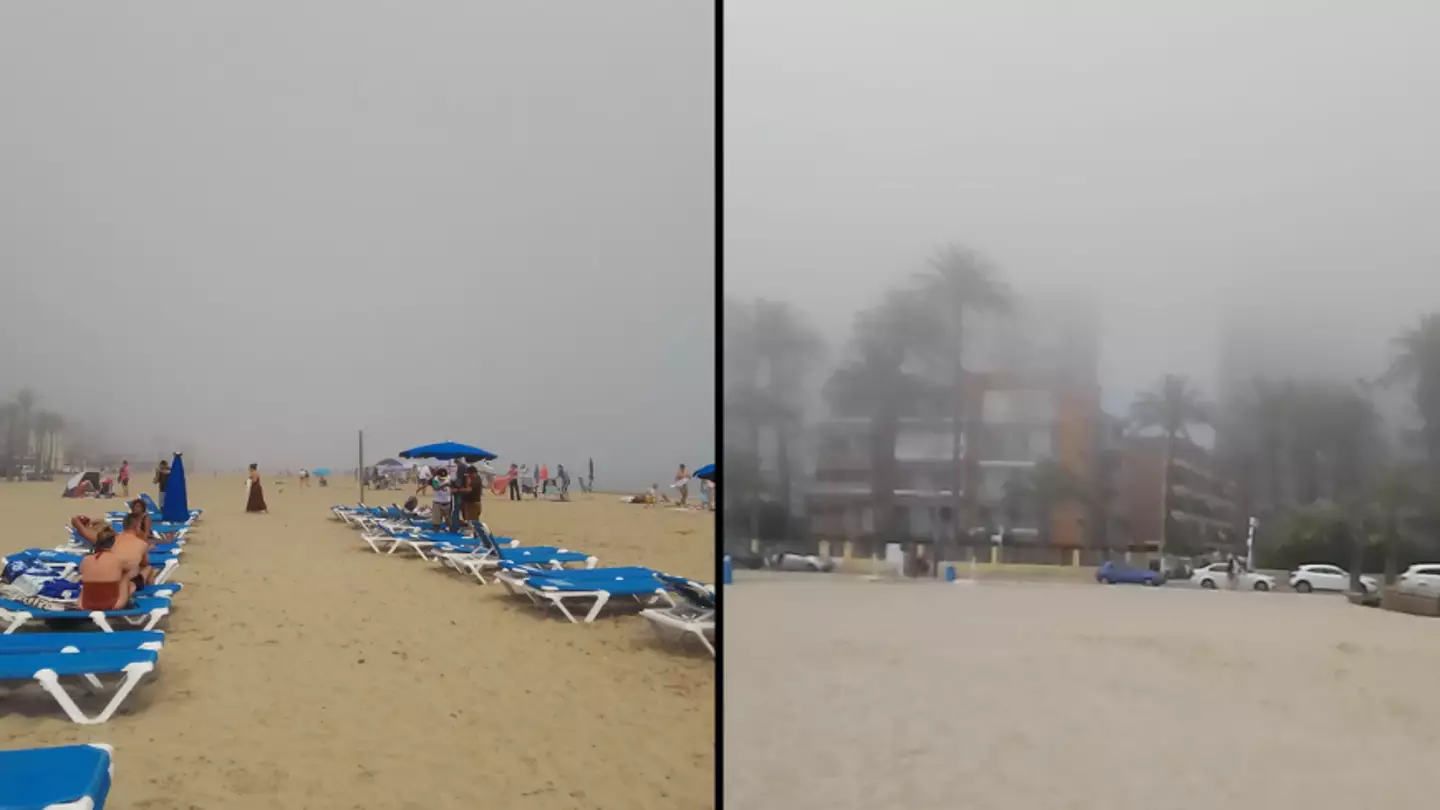 Brits forced to flee Benidorm beach after thick fog shrouds entire shore