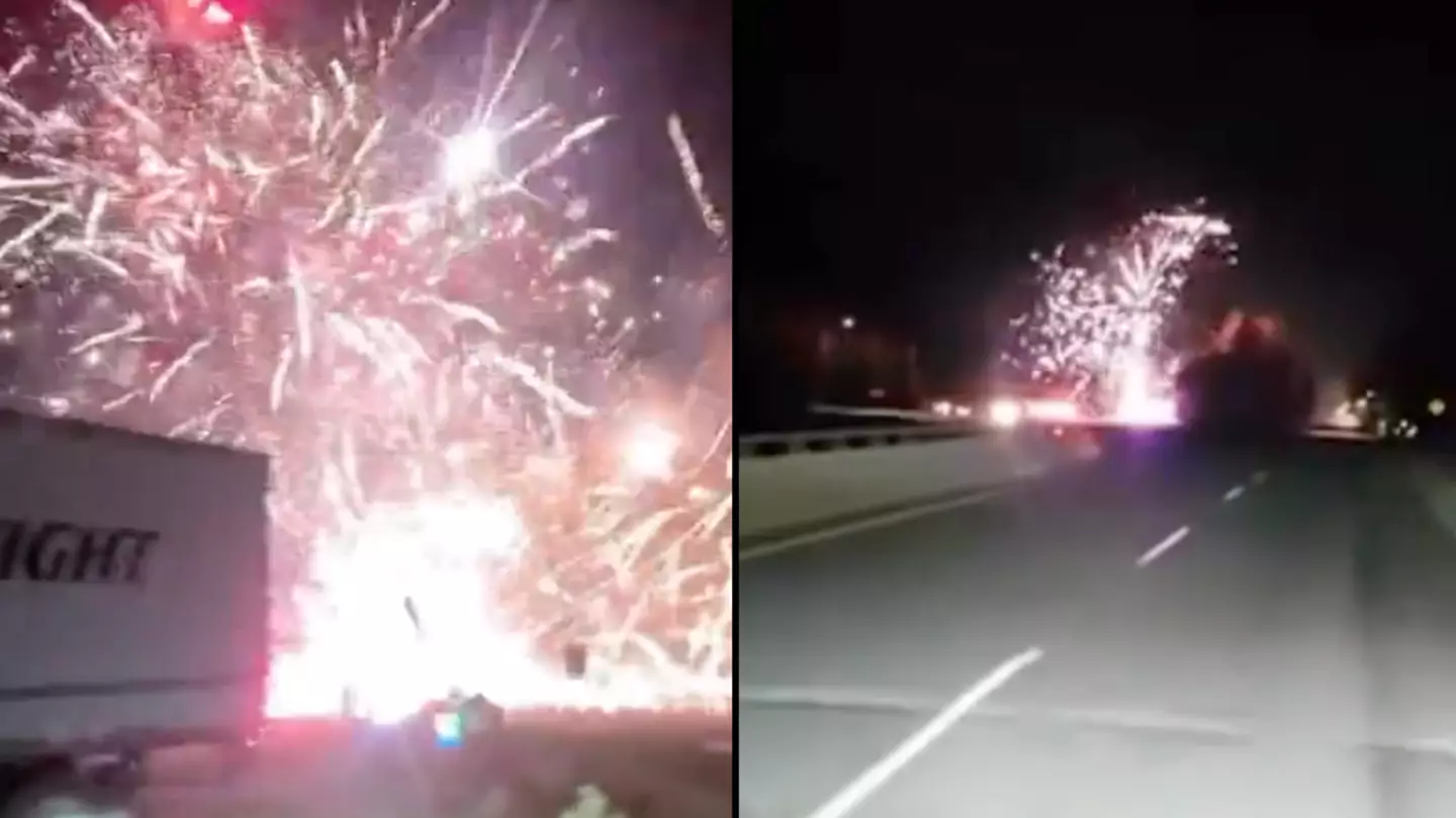 'Spectacular' display caused after car crashes into lorry carrying over £80,000 worth of fireworks