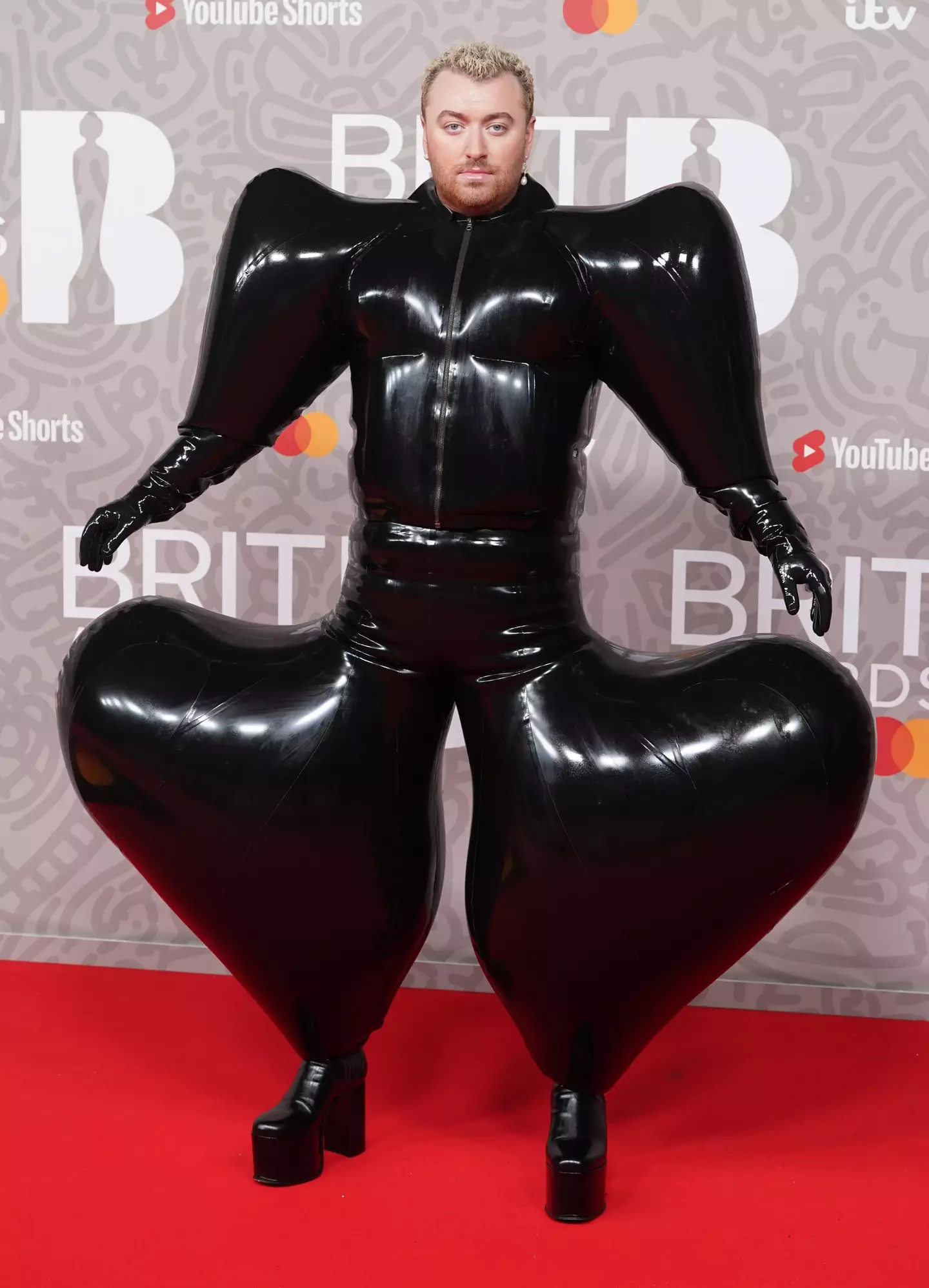 Harikrishnan's blow-up latex pants on sale with do not overinflate warning