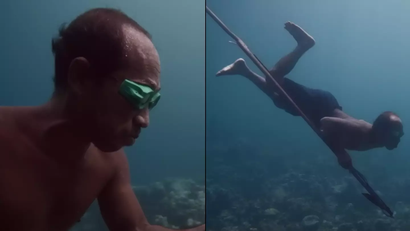 Footage shows tribe that can swim underwater for 5 hours a day after developing 'mutant gene'