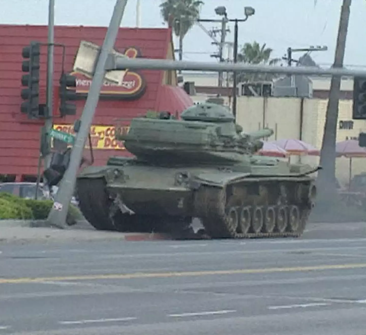 Police eventually intercepted the tank.