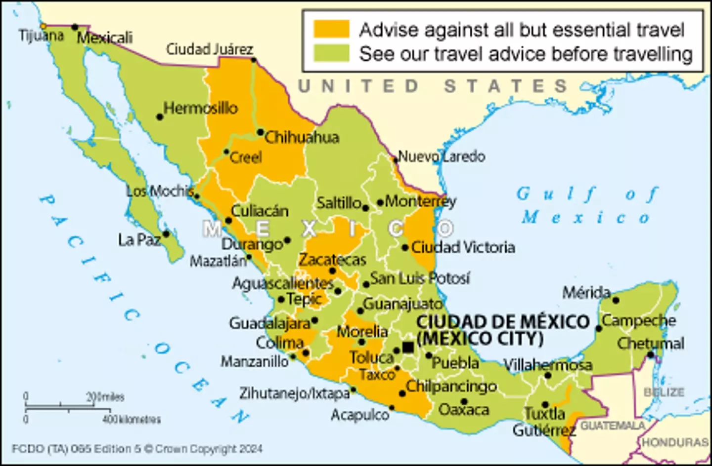 Mexico is effectively divided in half when it comes to where you should and shouldn't travel to (Foreign Office)
