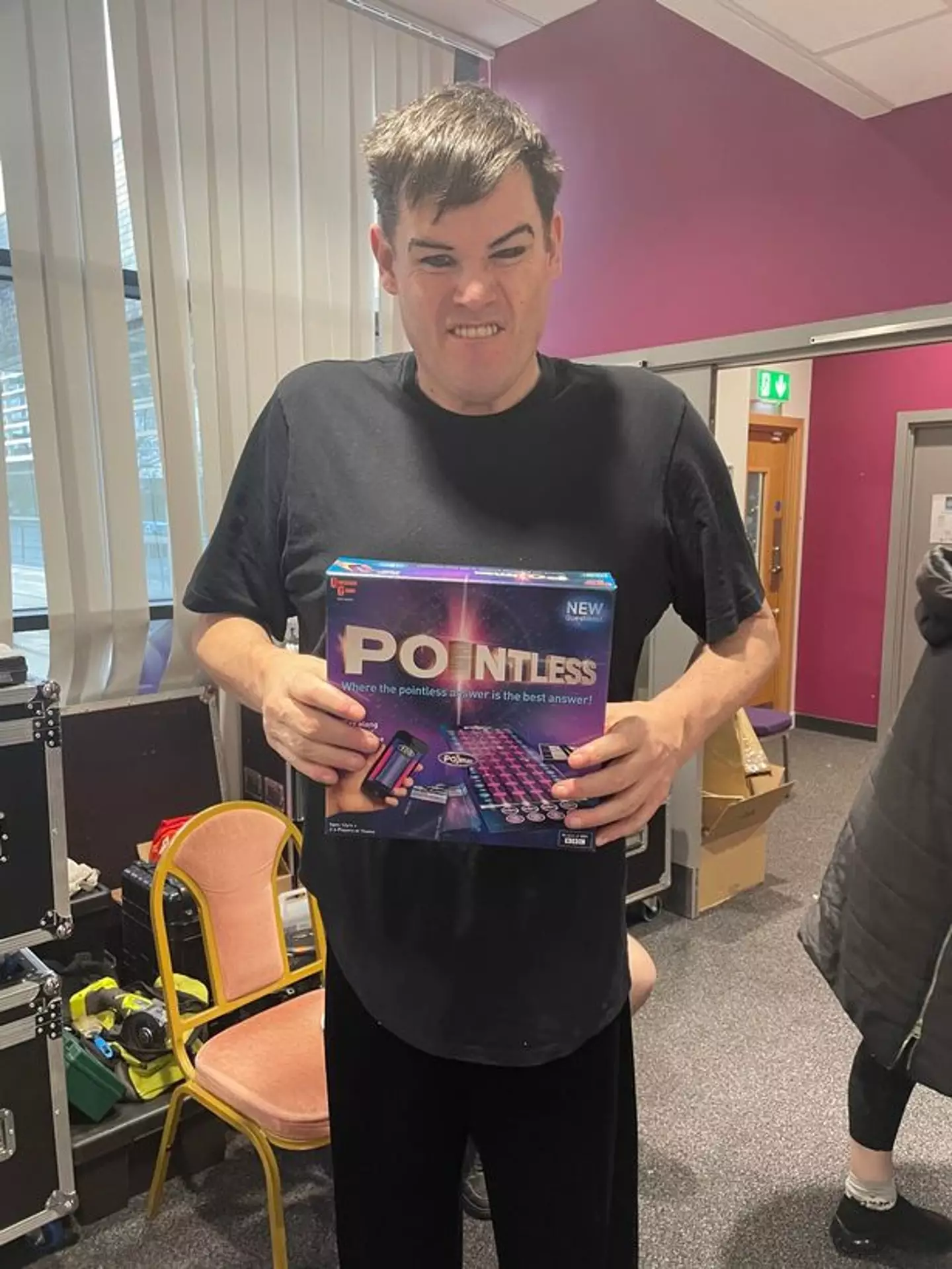 Mark Labbett with his controversial Christmas present.