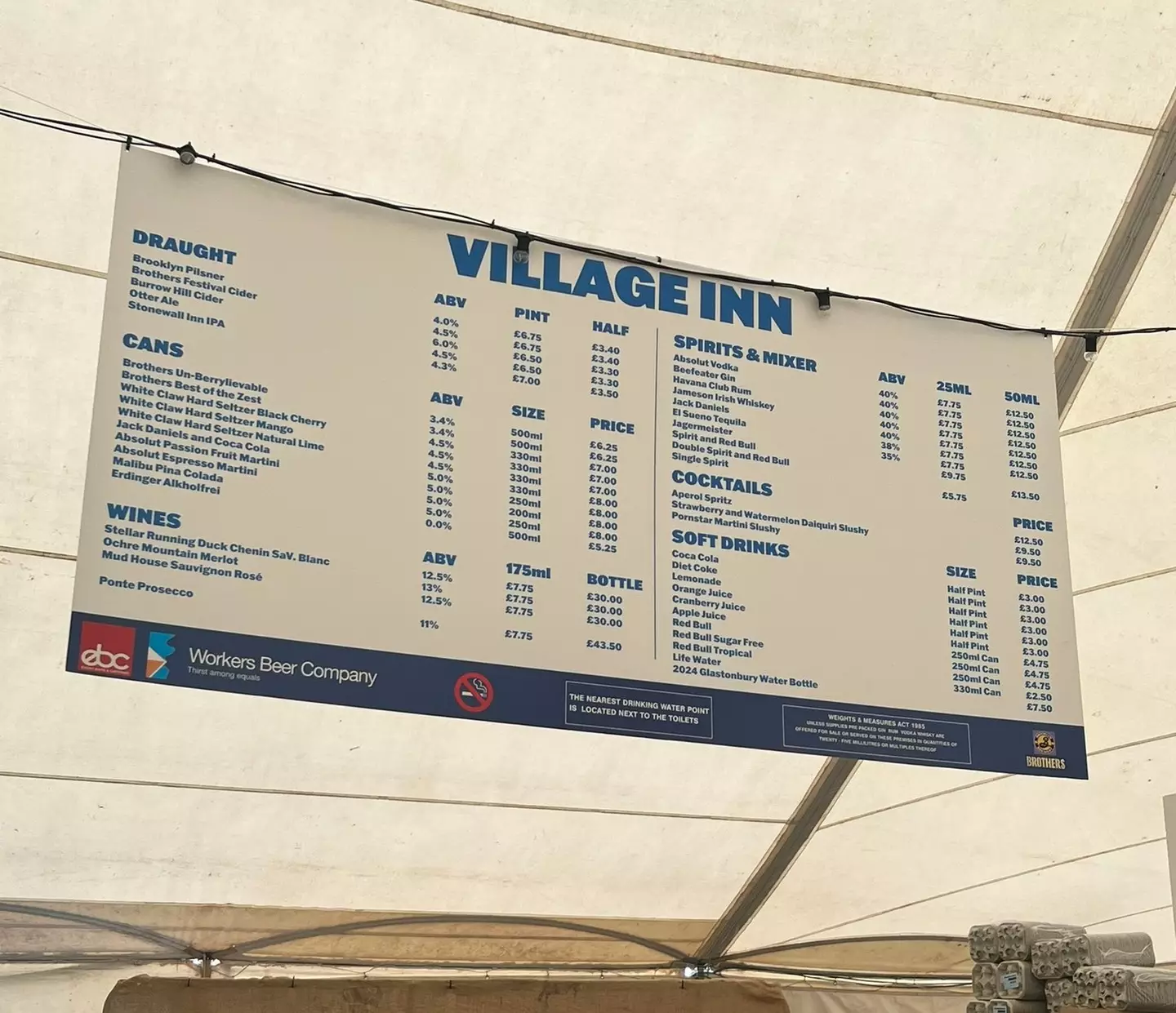 The cost of a can of water at Glastonbury left a lot of people shocked. (X/@glastobation)