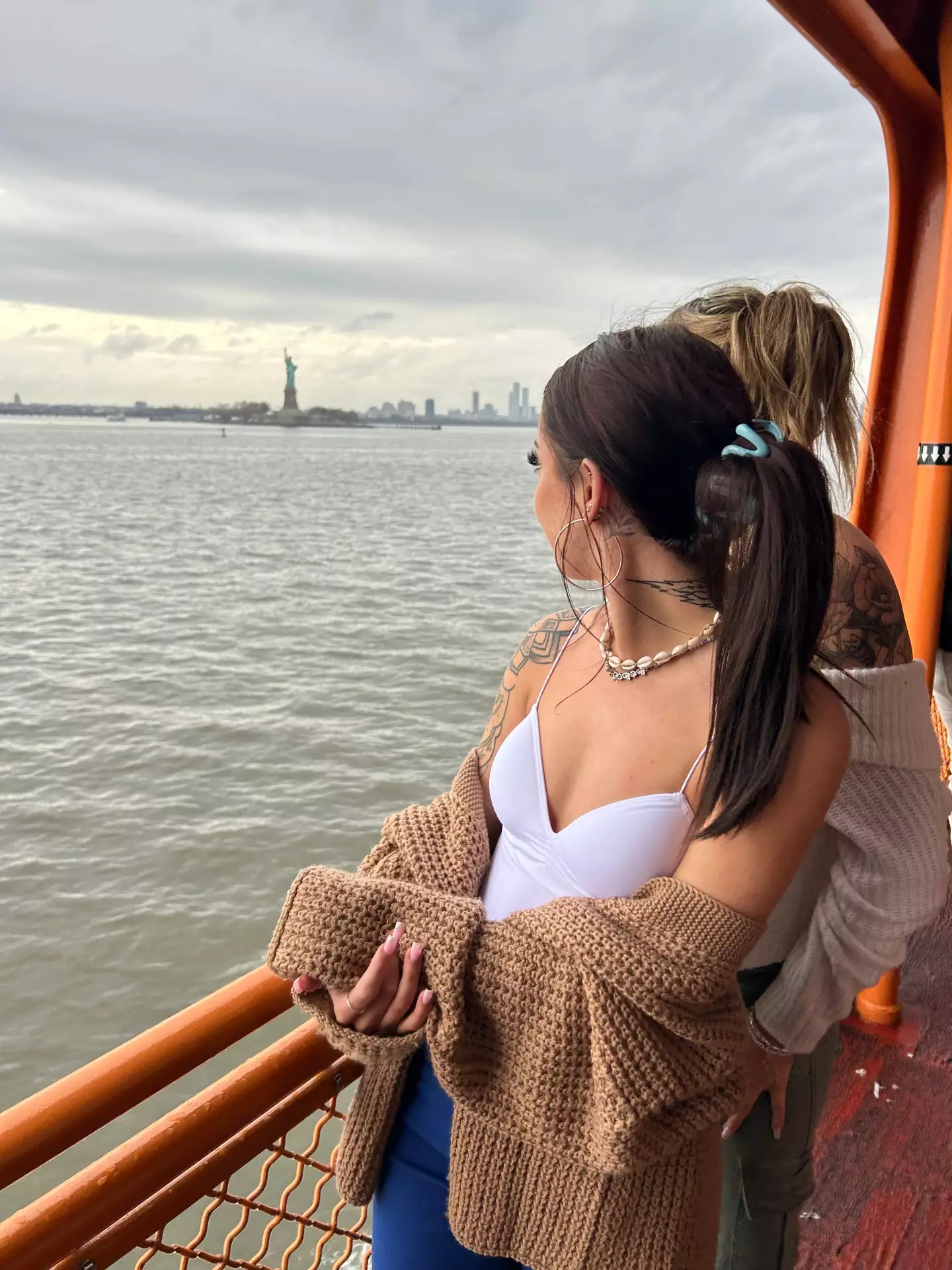 Megan and Georgina on the Staten Island Ferry, which is free. (Megan Smith)