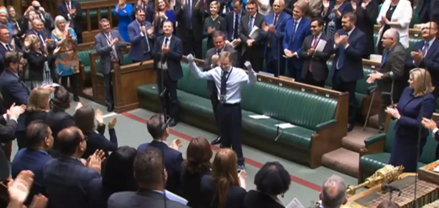 Mackinlay was met by thunderous applause in the House of Commons (BBC)