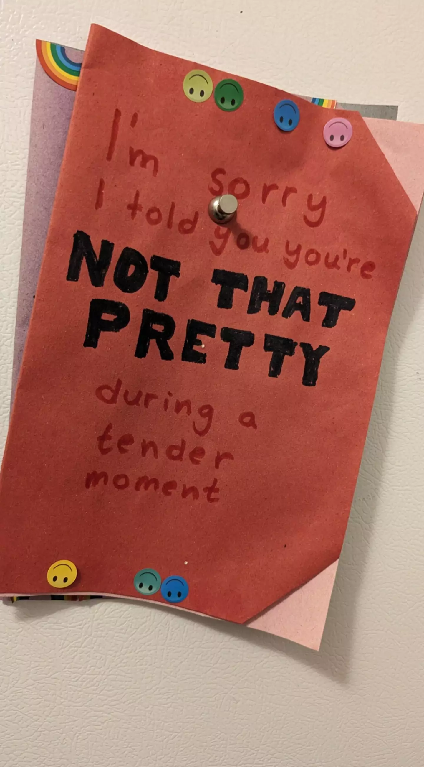 The card Aella received from her partner after he told her she's 'not that pretty'.