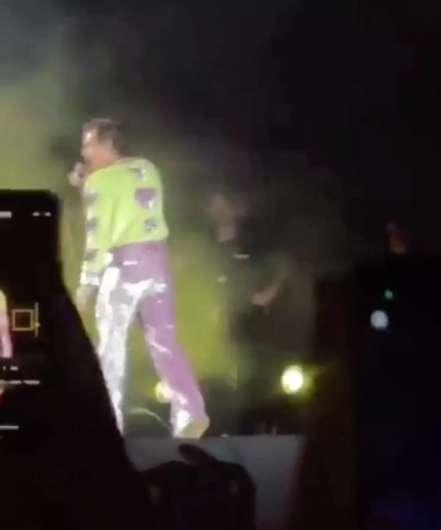 A fan charged the stage at a Harry Styles gig.