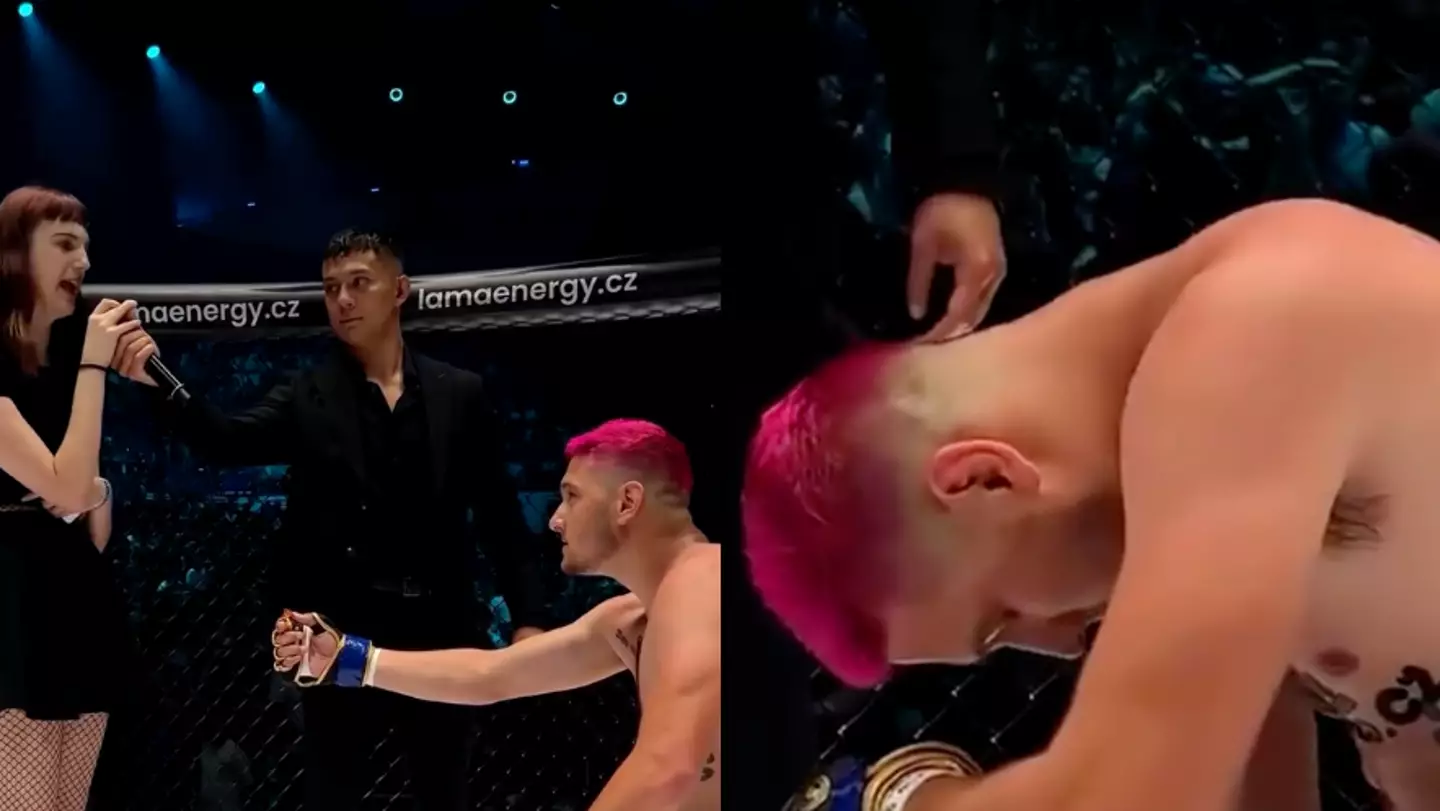 MMA fighter gets brutally rejected by girlfriend after proposing inside cage following fight loss