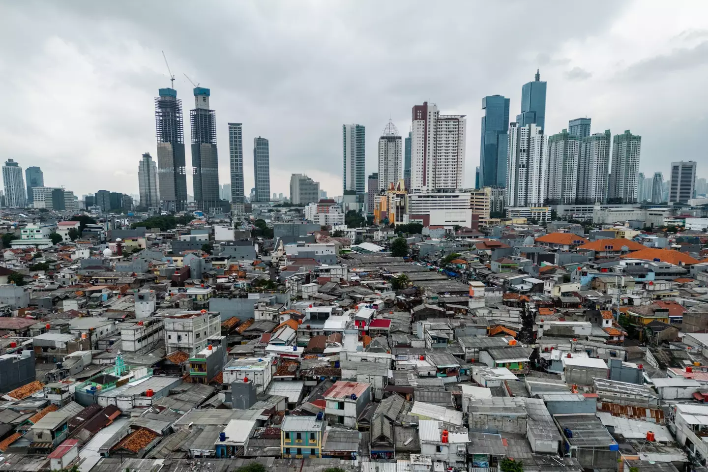 Jakarta is the world's fastest sinking city, and by 2050 a third of it could be submerged. (Garry Andrew Lotulung/Anadolu via Getty Images)