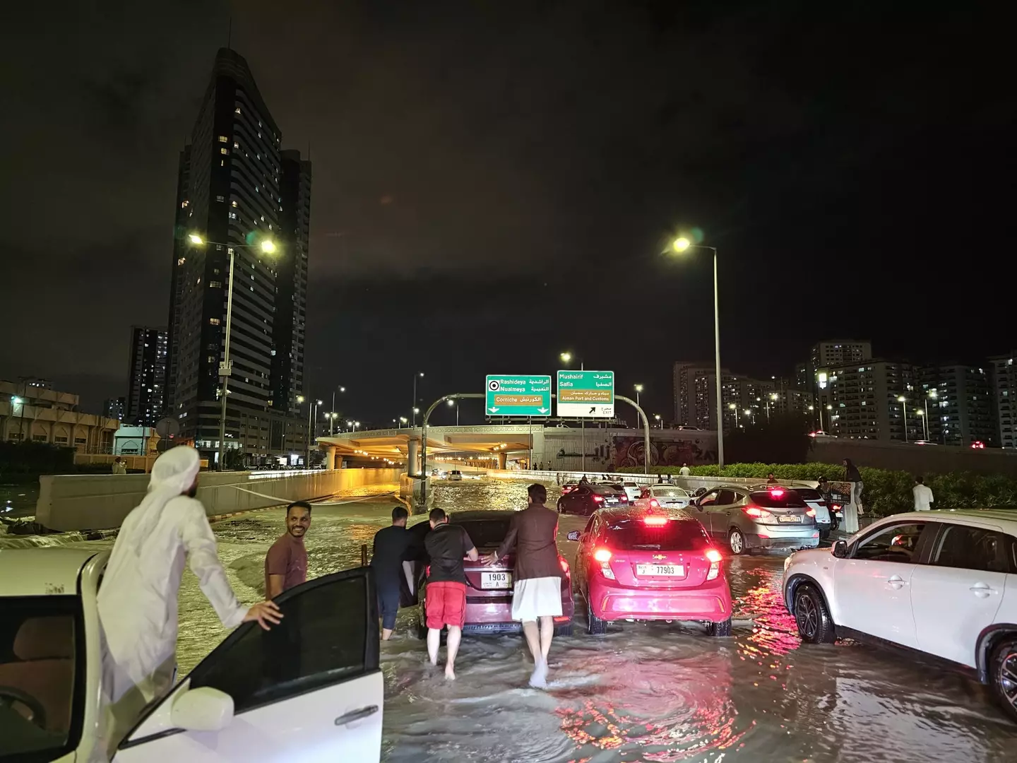 The UAE has been hit by heavy rain. (Stringer/Anadolu via Getty Images)