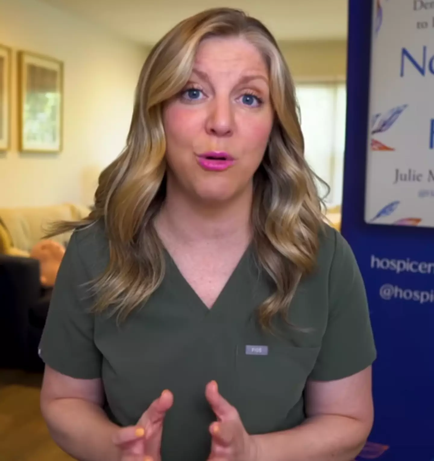 Julie McFadden looks after adults who are coming to the end of their life. (YouTube/Hospice Nurse Julie)