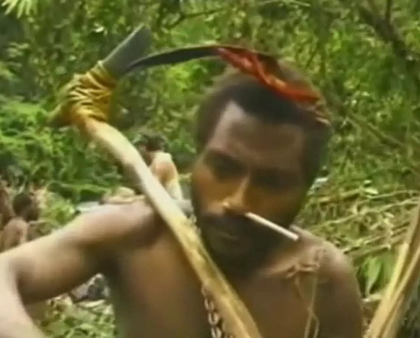 The footage claims to show contact with a tribe in Papua New Guinea. (Youtube / MEDIA TOUR)