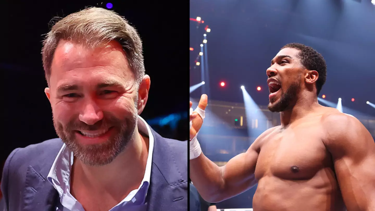Eddie Hearn’s reaction to Anthony Joshua’s brutal KO win over Francis Ngannou has fans in tears
