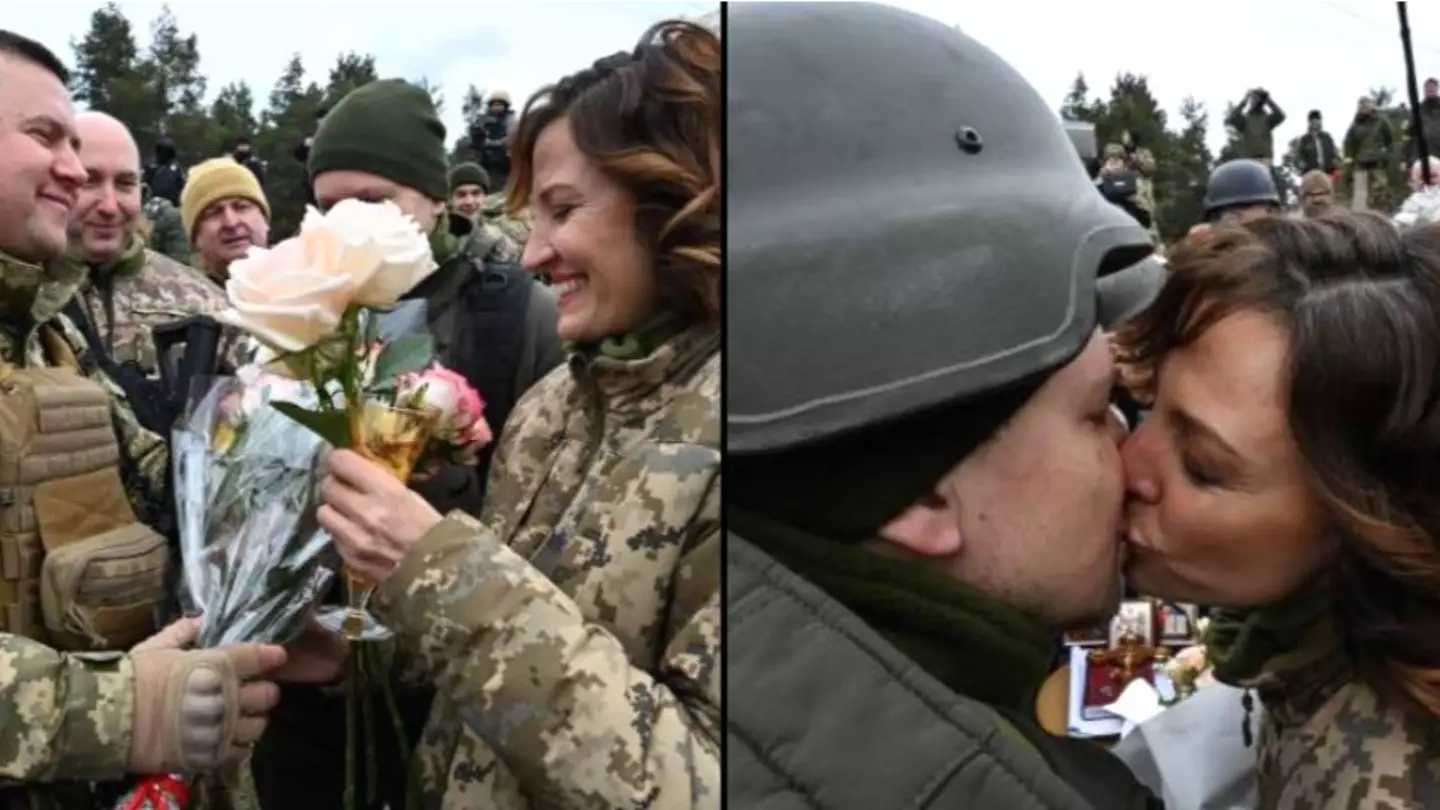 Ukrainian Couple In Military Uniform Tie The Knot While Being Serenaded By Fellow Soldiers