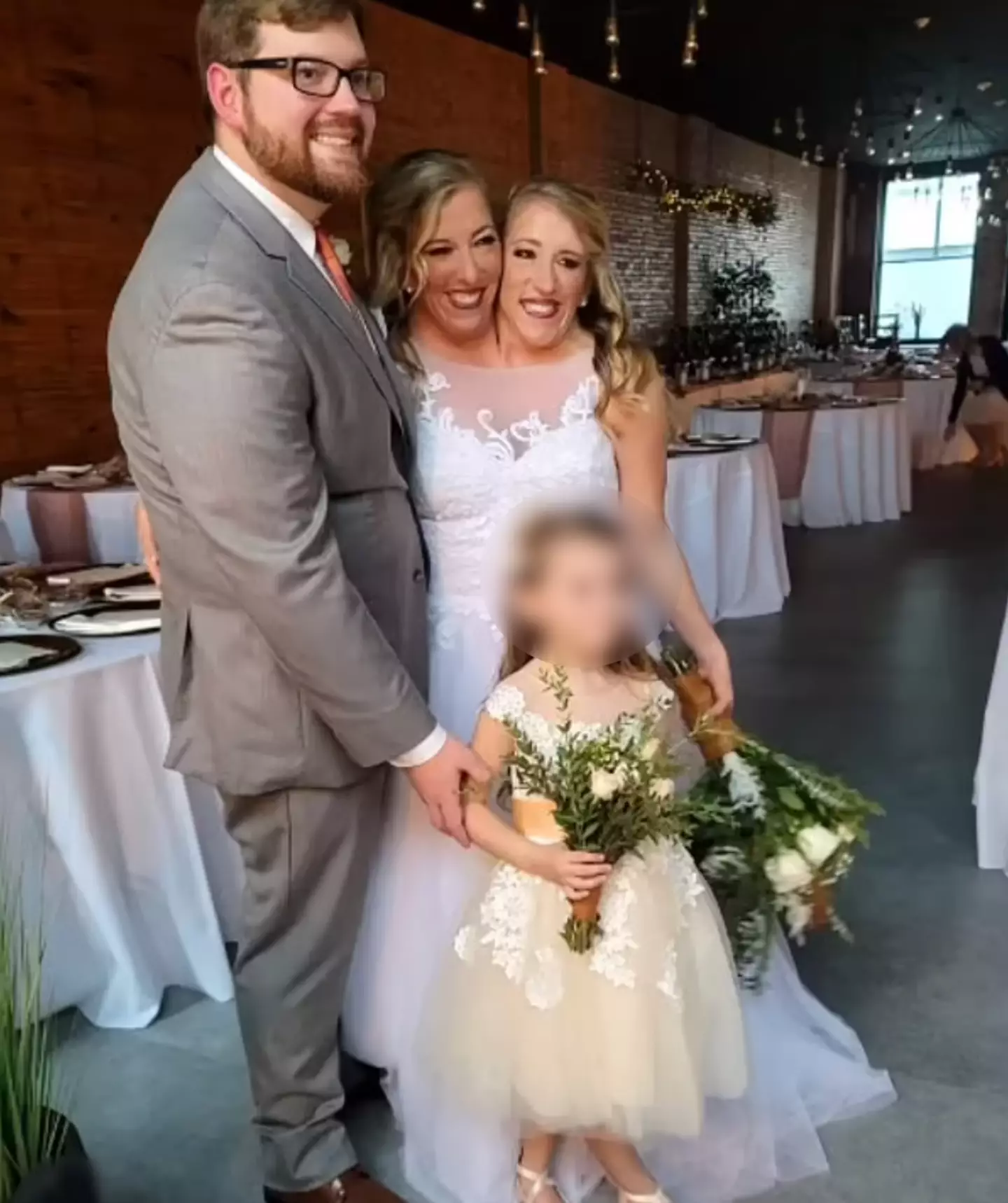 Josh Bowling's daughter wore a bridesmaid's dress. (TikTok/Abbyandbrittanyhensel)