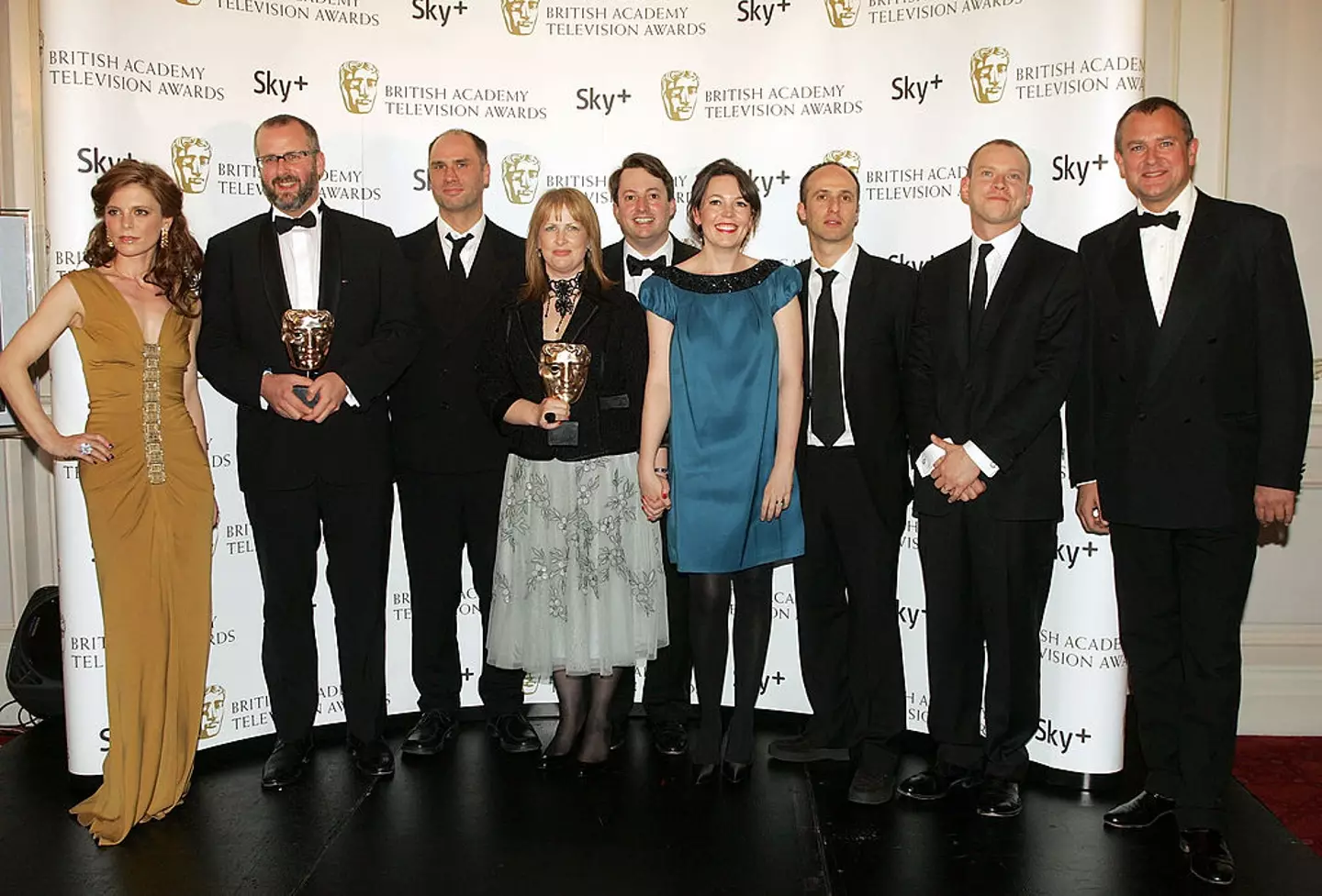 Olivia Coleman with the Peep Show writers and cast at the British Academy Television Awards 2008.