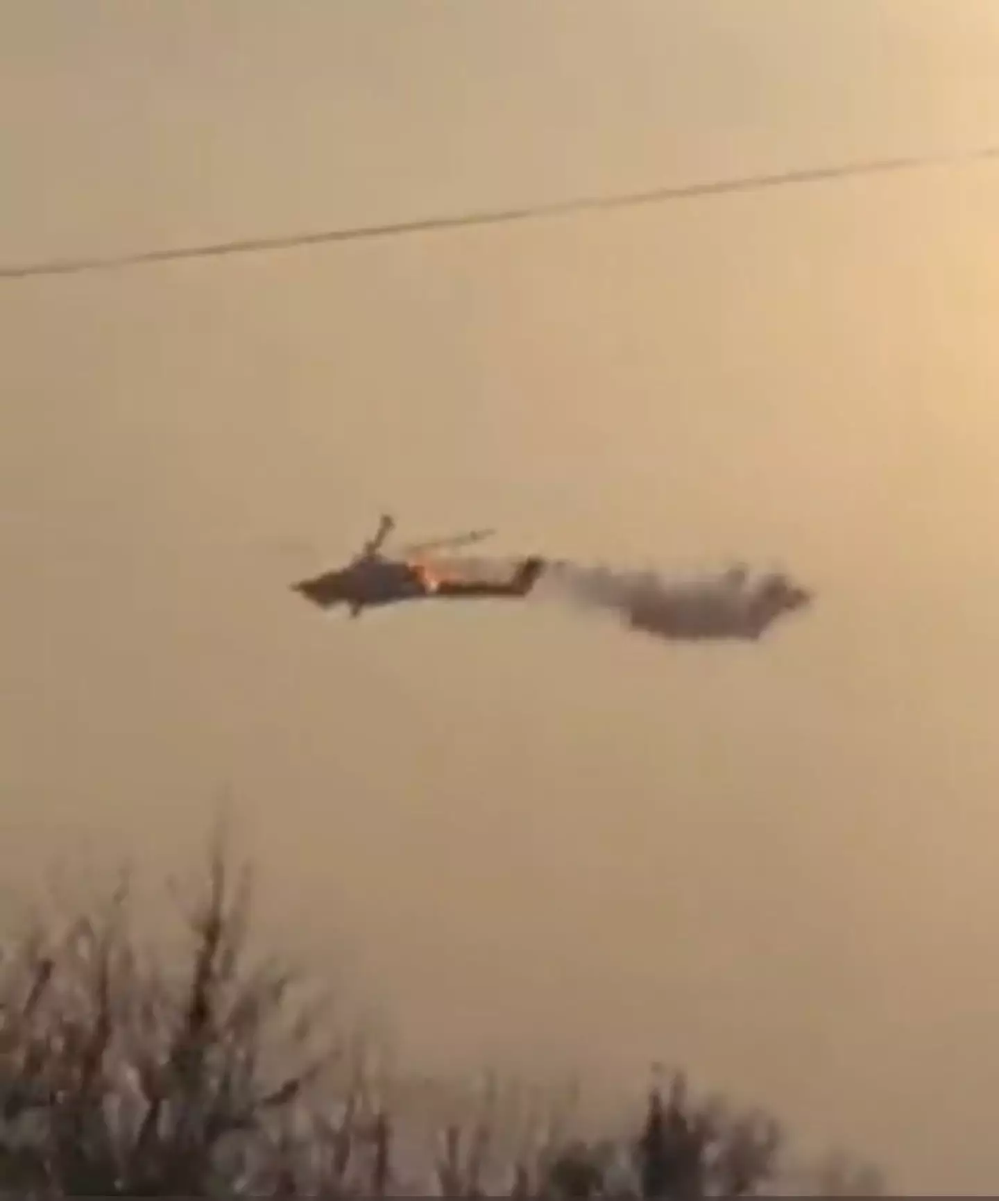 The helicopter hit by the Starstreak missile.