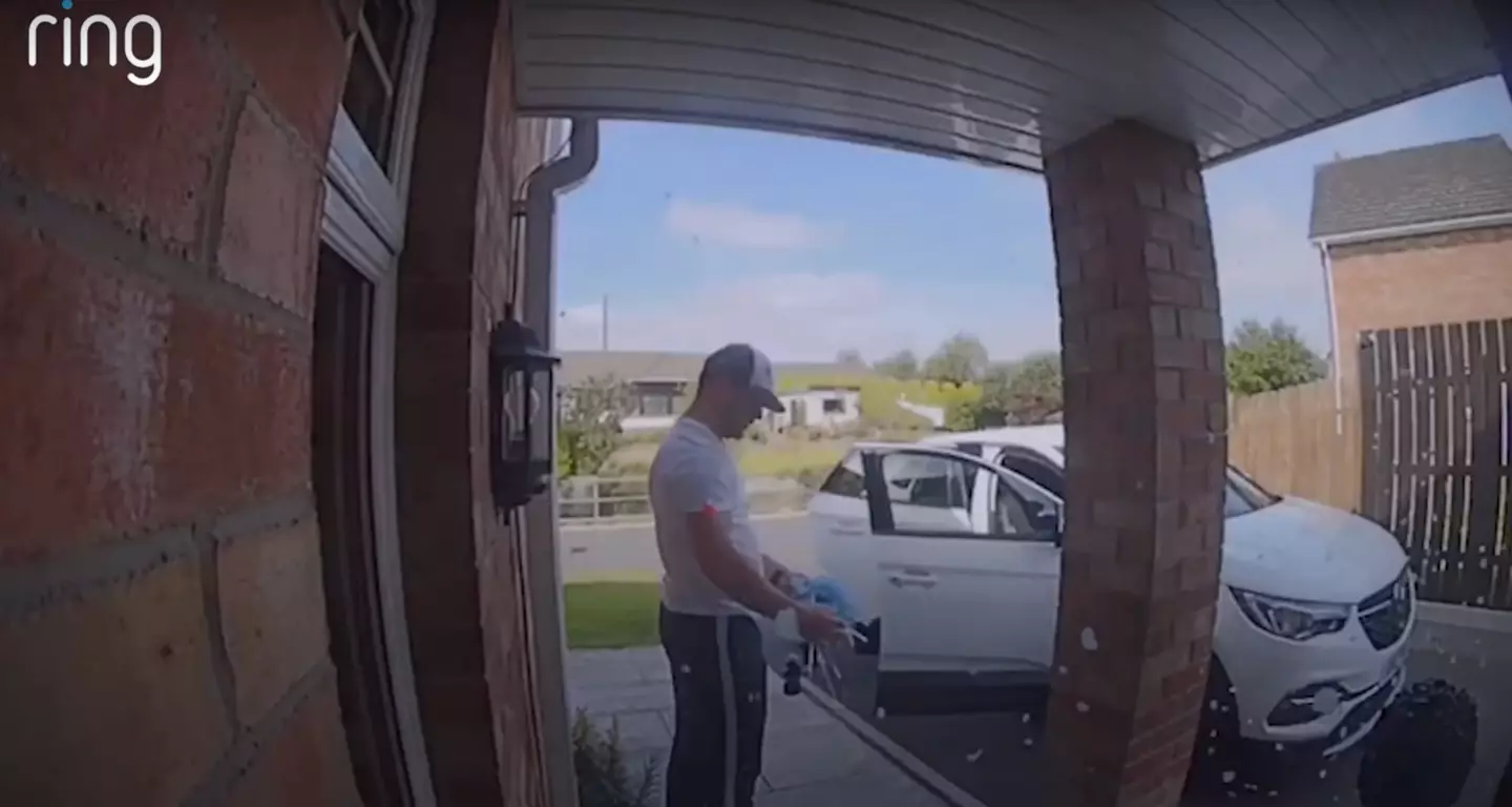 The moment was captured on their Ring doorbell.