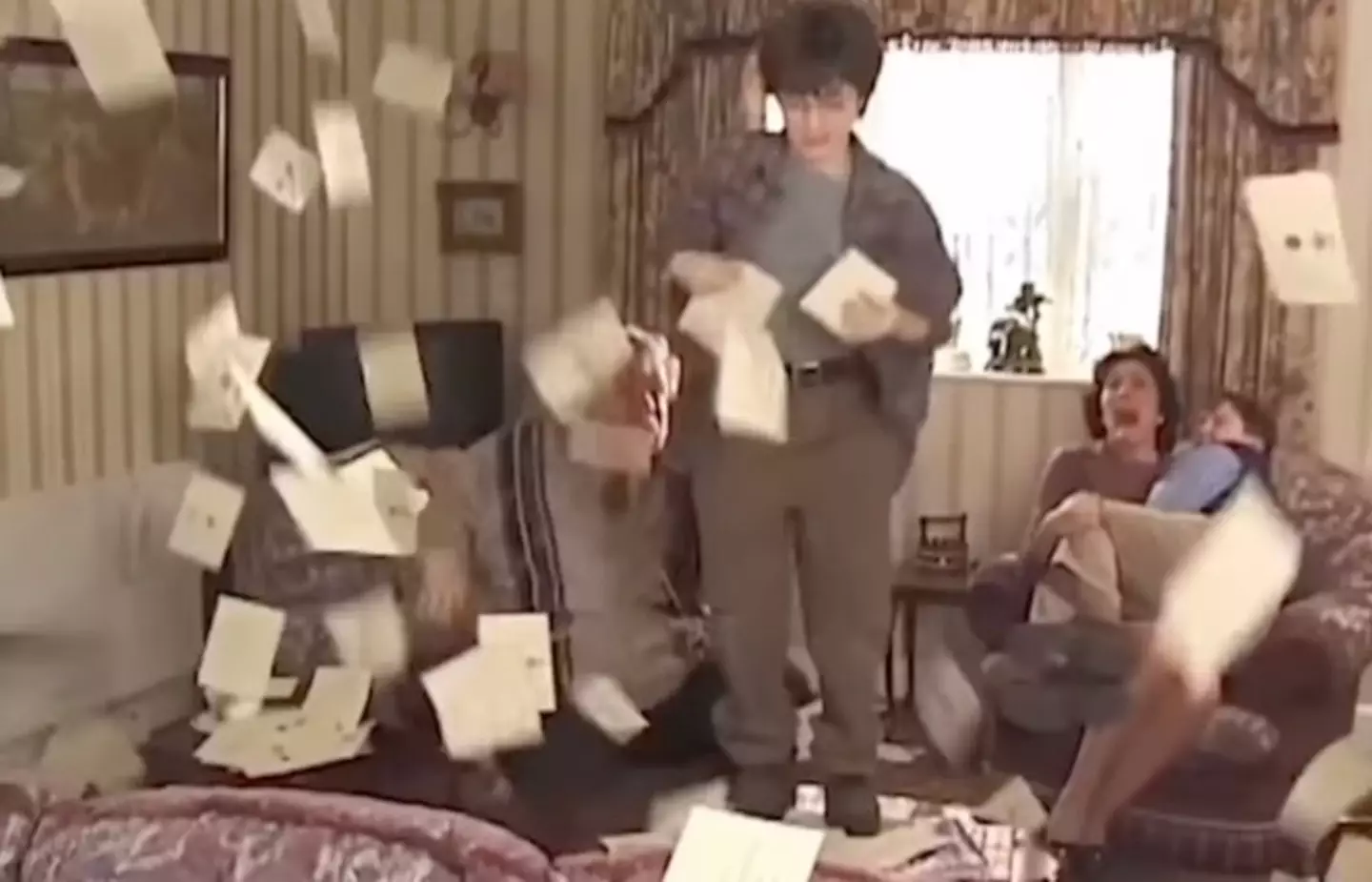 Hundreds of letters flew into the living room for Harry to get his hands on.