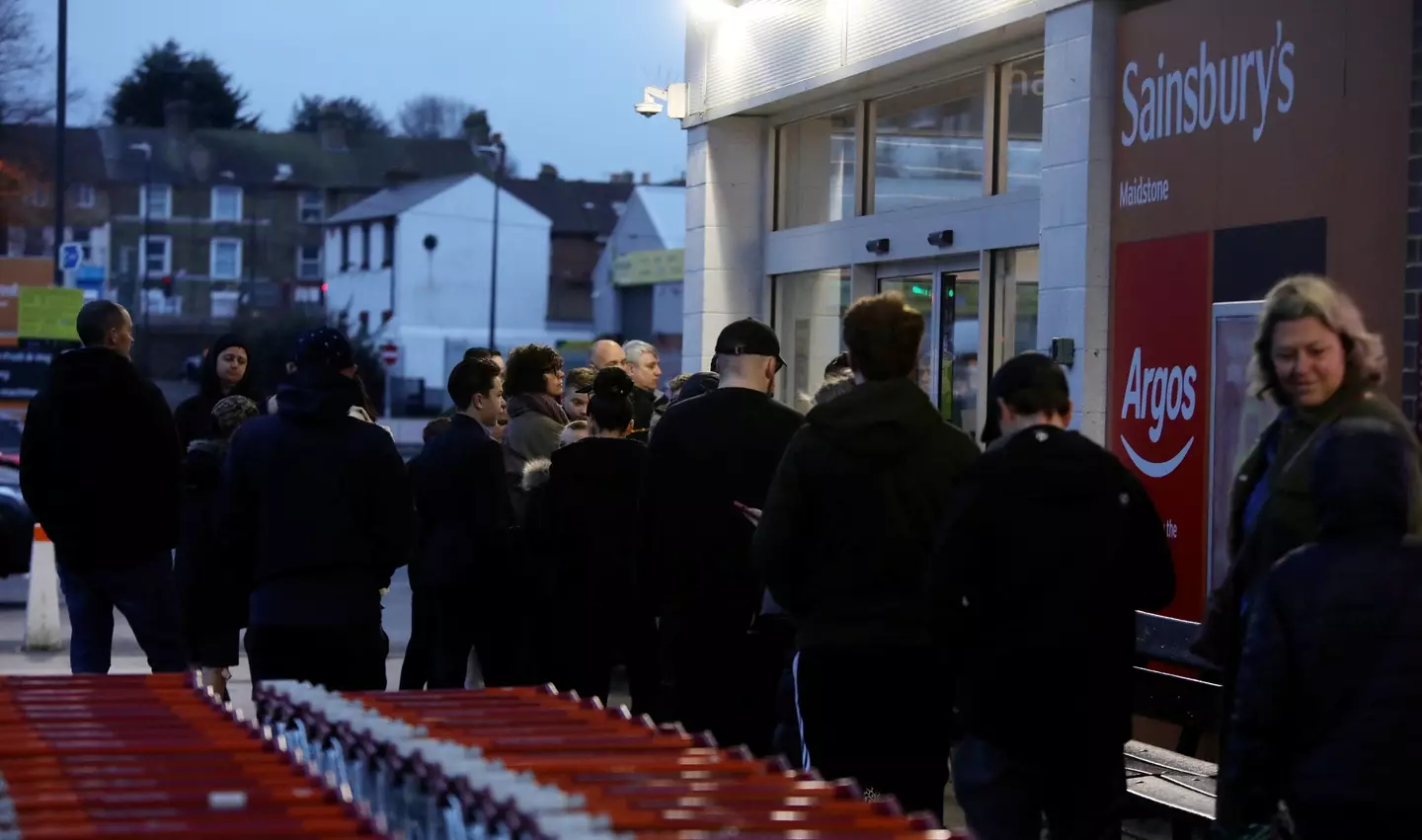 People queued outside Sainsbury's supermarkets to get Prime.