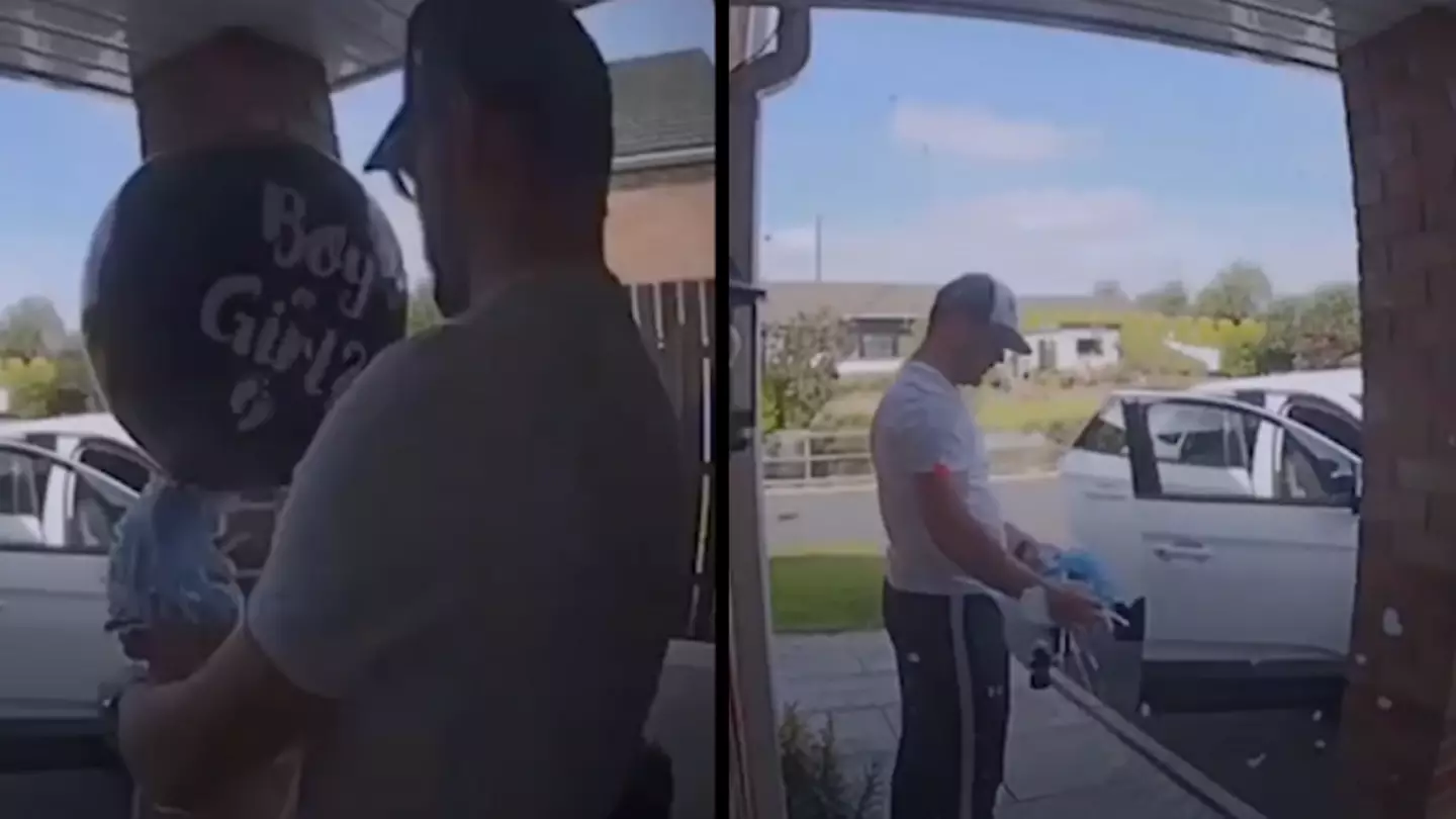 Gender reveal goes horribly wrong in Ring doorbell footage