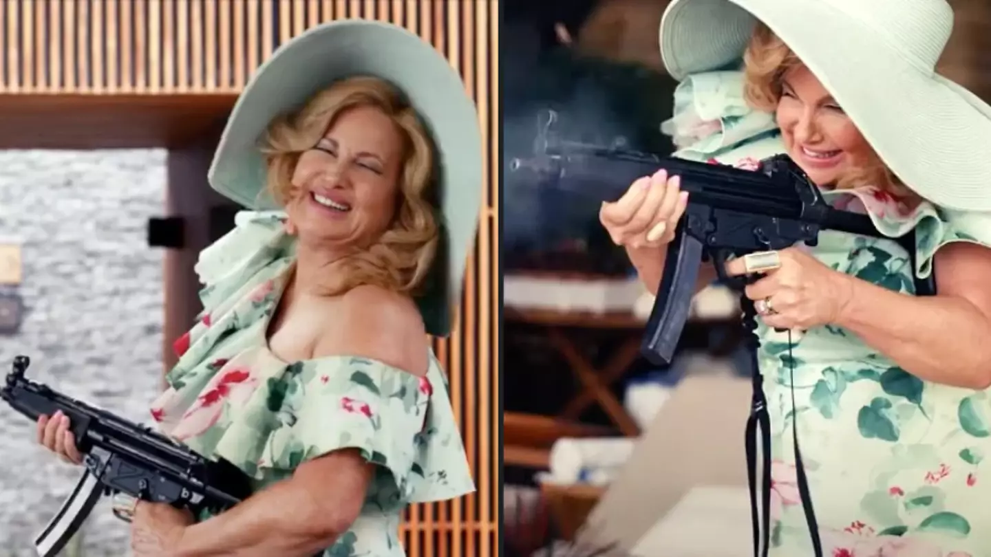 People are demanding Jennifer Coolidge become the next 007 after seeing her with a gun
