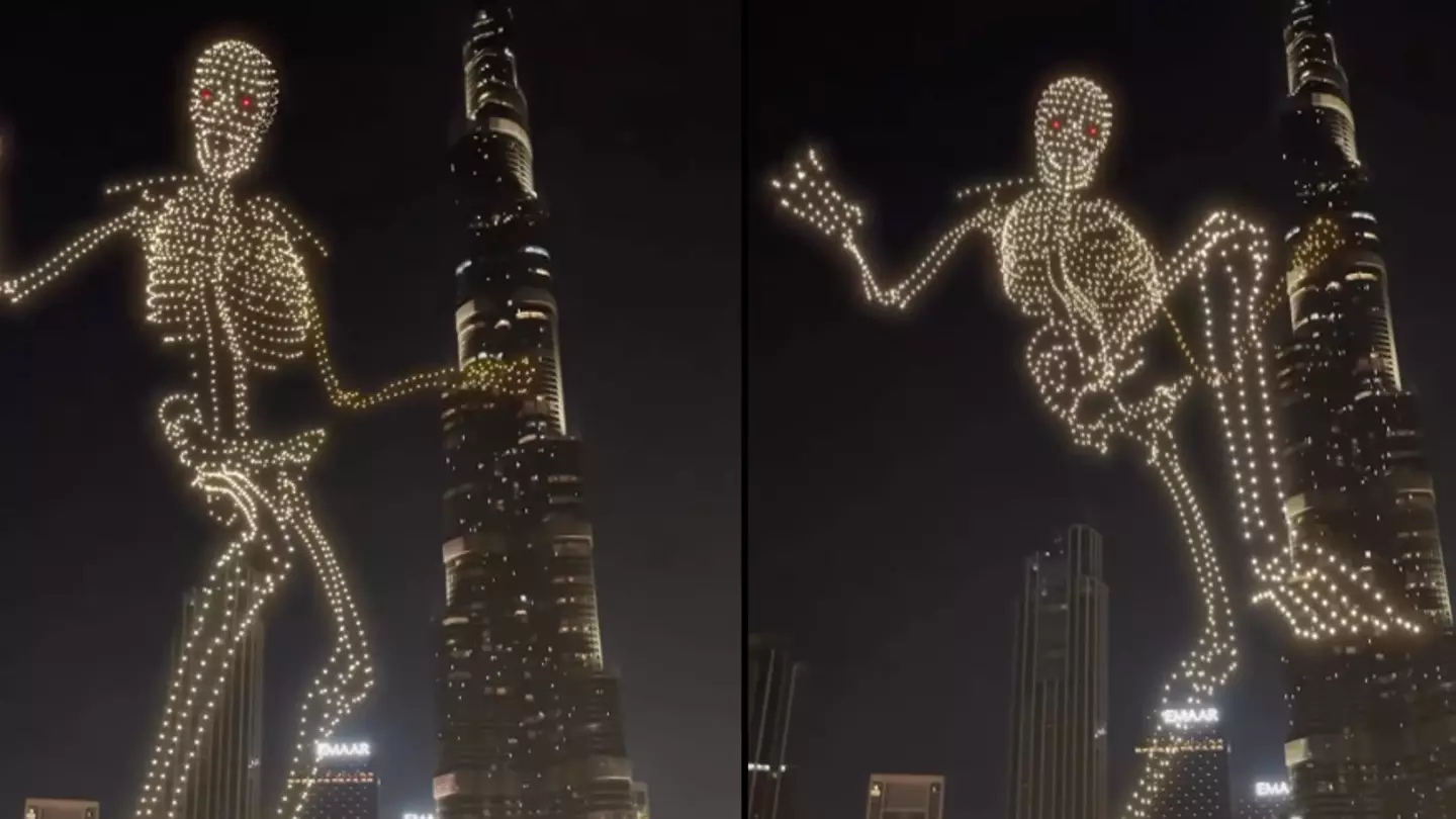 Dubai's 'crazy' Halloween drone show sees skeleton attempt to climb the Burj Khalifa