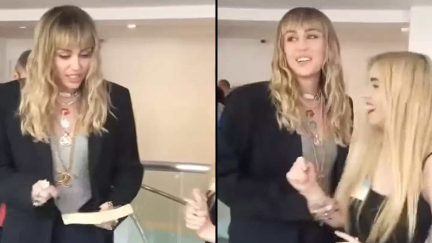 Miley Cyrus slips up big time when asking a fan if they have a pen