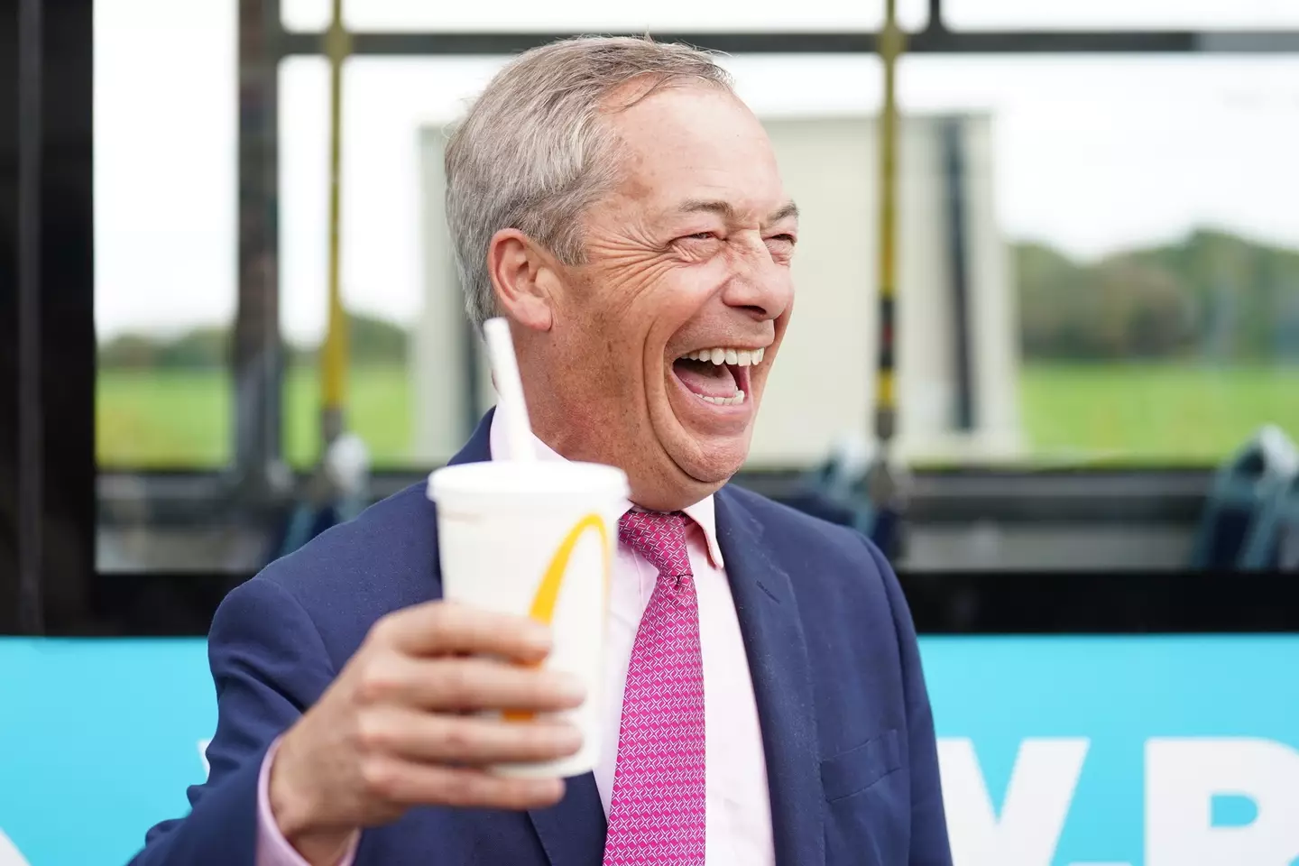 Farage was all smiles beforehand. (PA)
