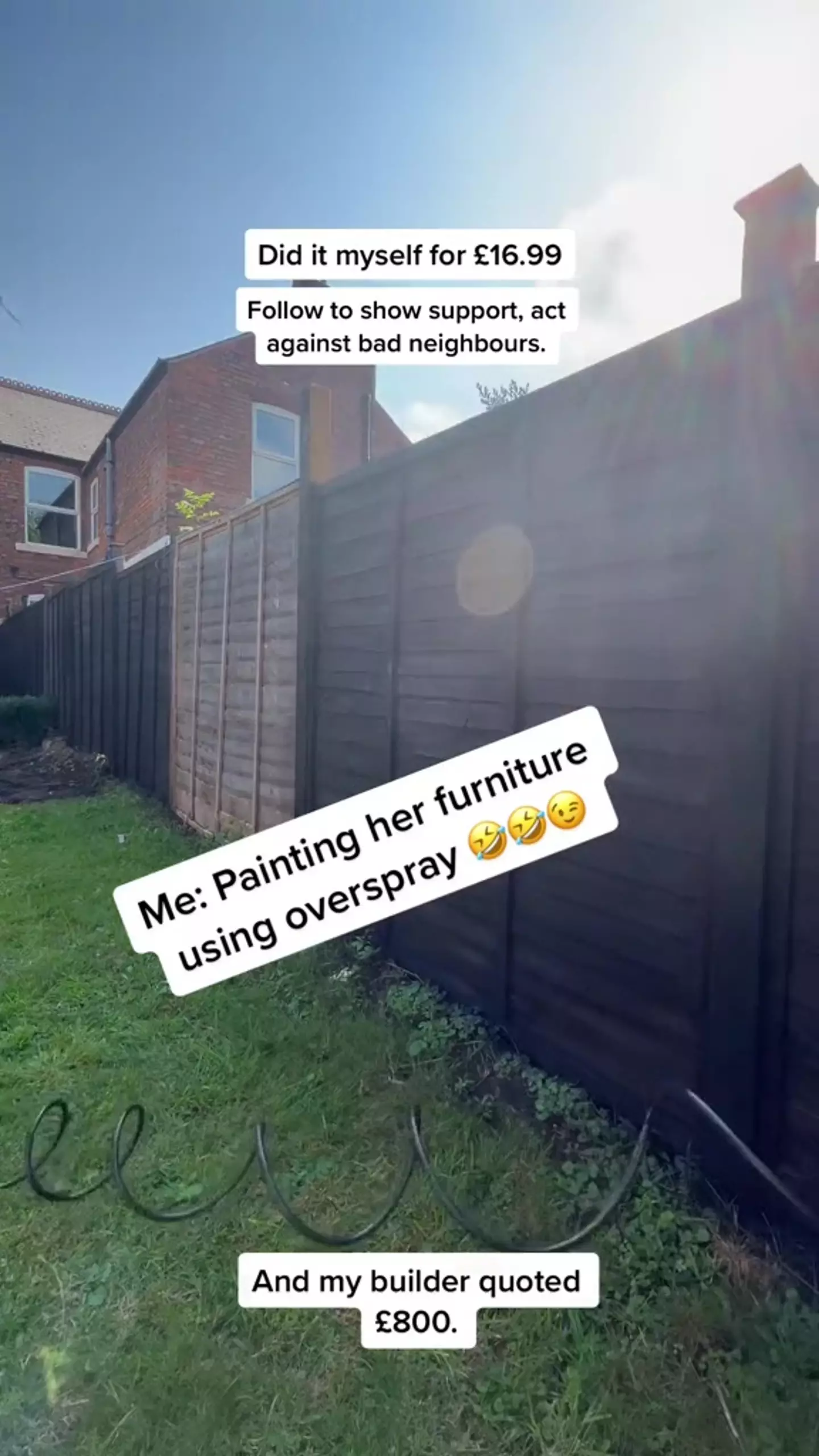 A man who was fed up by his neighbour for apparently refusing to fix her adjoining fence has decided to take matters into his own hands.