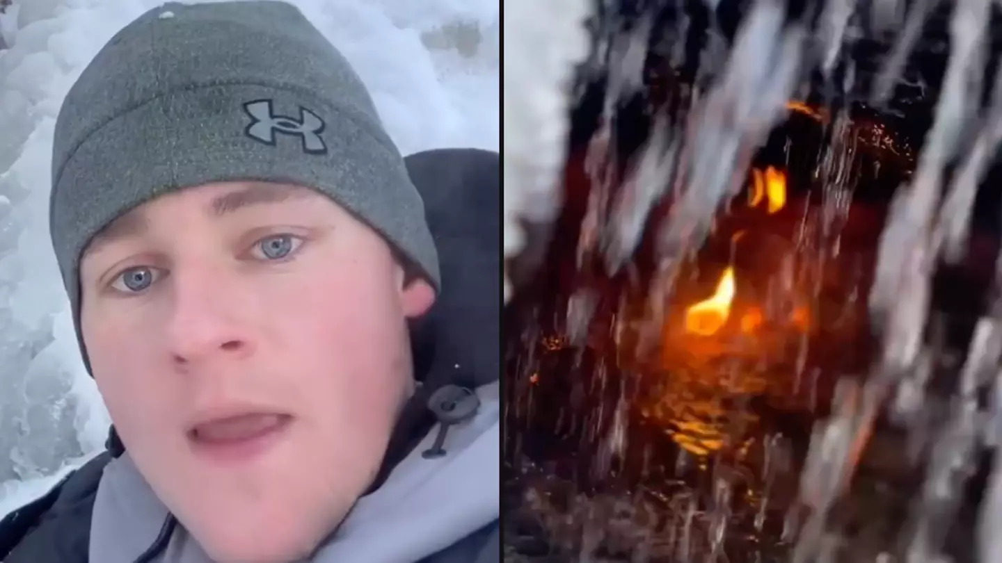Man finds one of Planet Earth's nine 'eternal flames' inside a waterfall