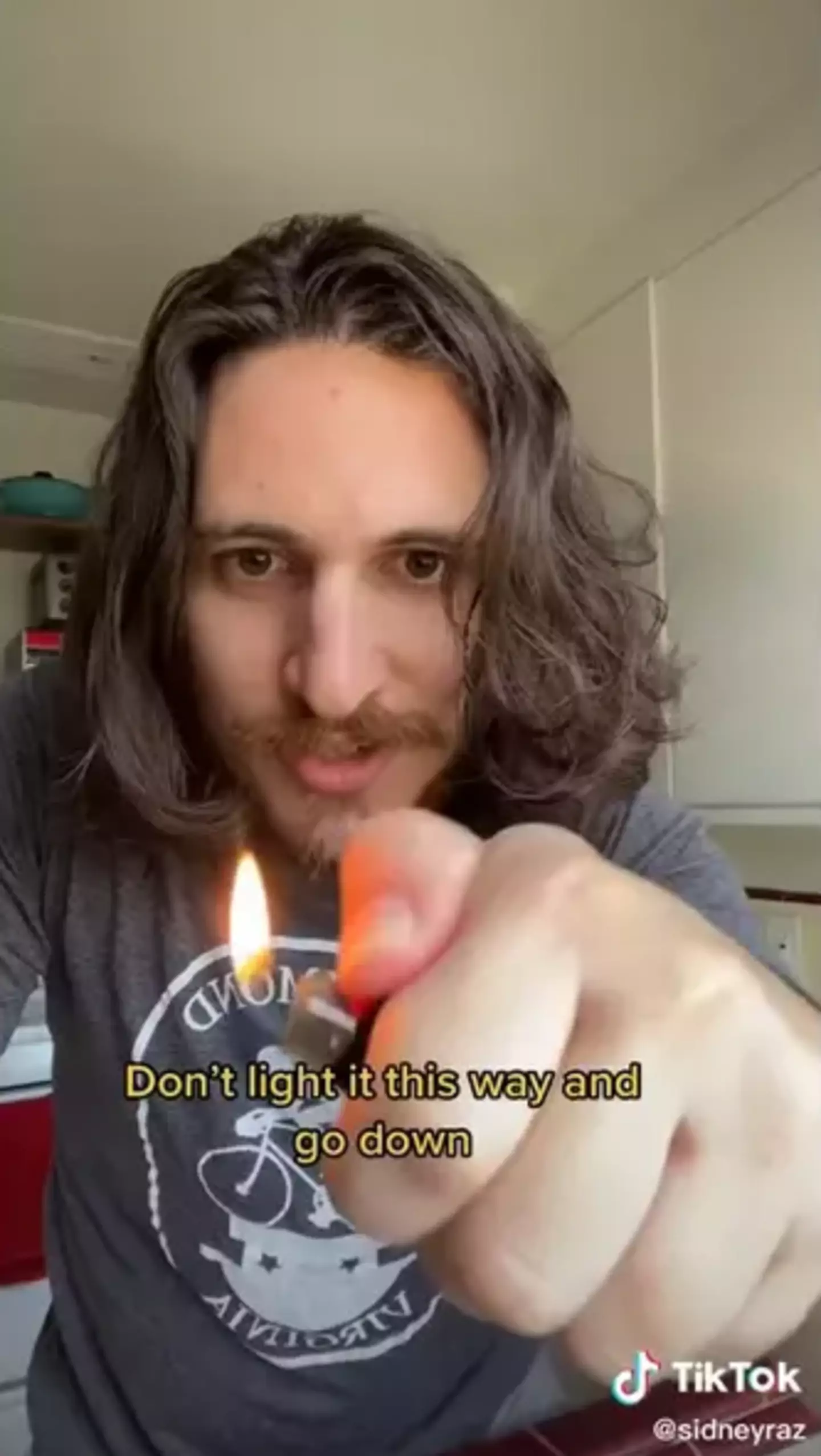 The man shared a safer way to use a lighter.