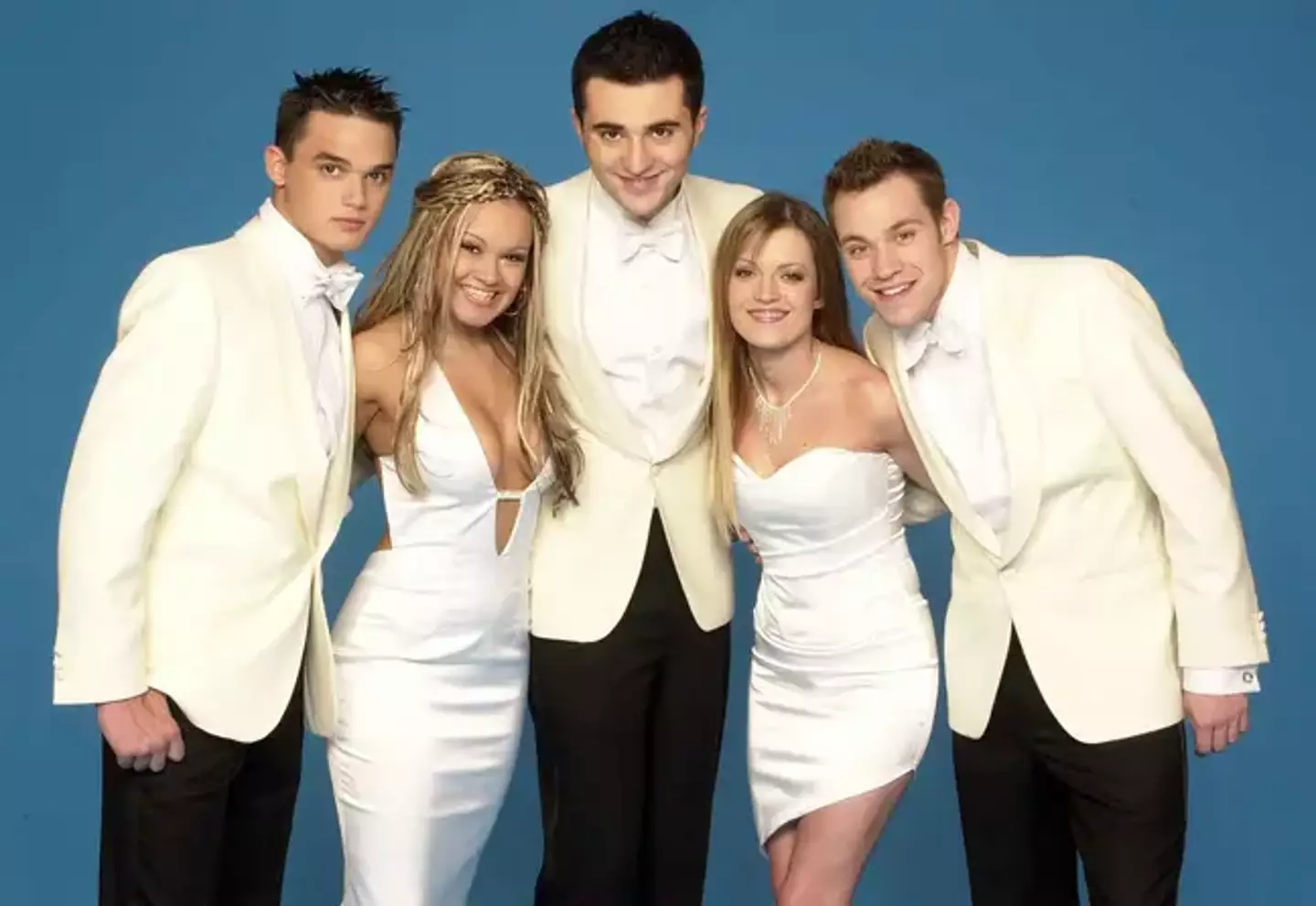 Darius (centre) rose to fame alongside fellow Pop Idol contestants Gareth Gates, Zoe Birkett, Hayley Evetts and Will Young.
